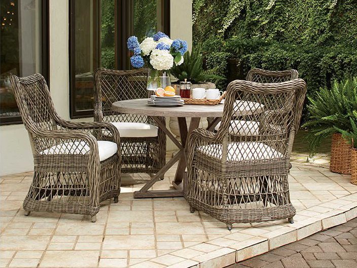 Lane Venture Mystic Harbor French Grey Wicker Dining Set LAVMYSTICHRBRDINSET1