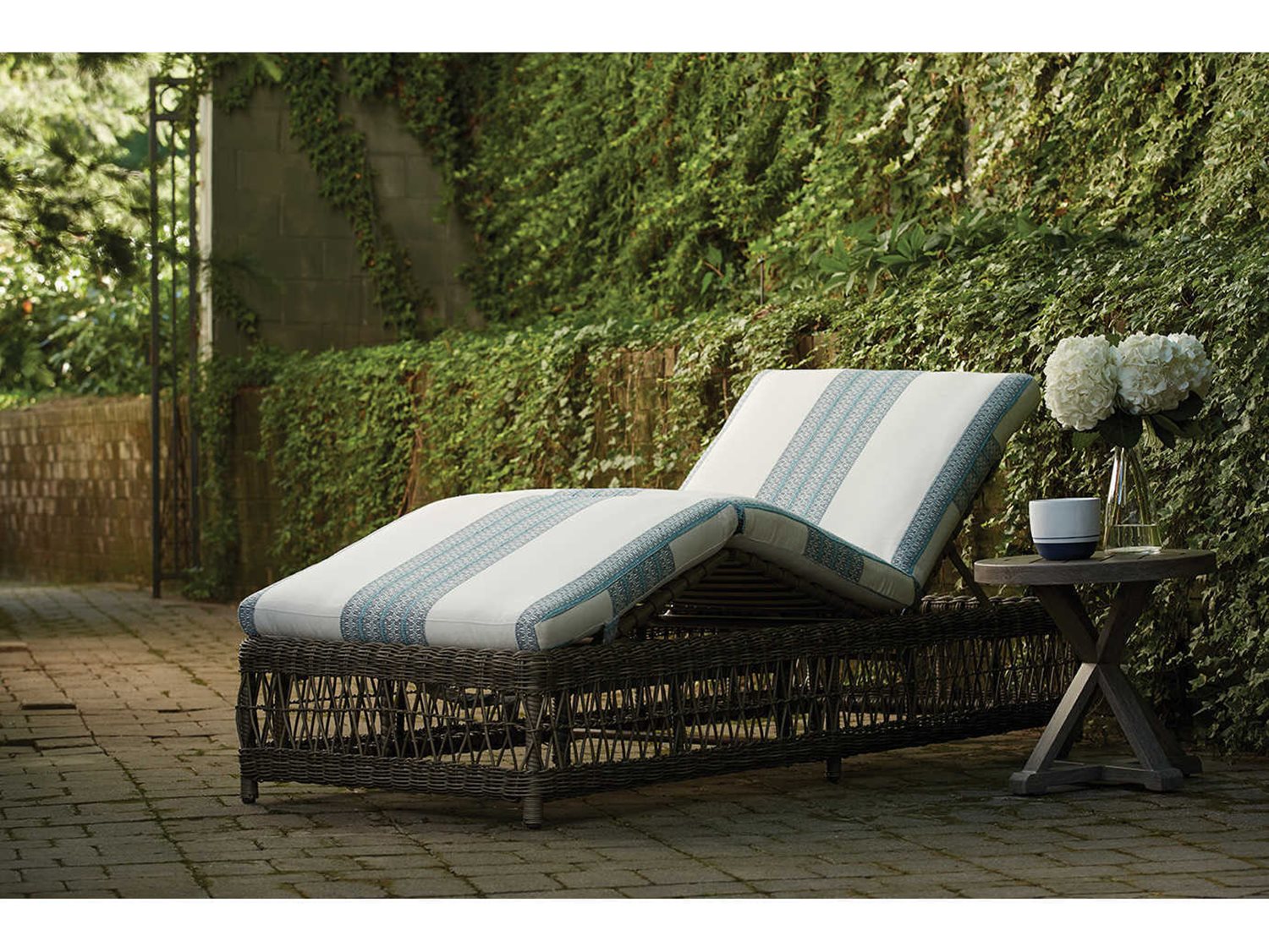 Lane Venture Mystic Harbor French Grey Wicker Chaise Lounge LAV55840