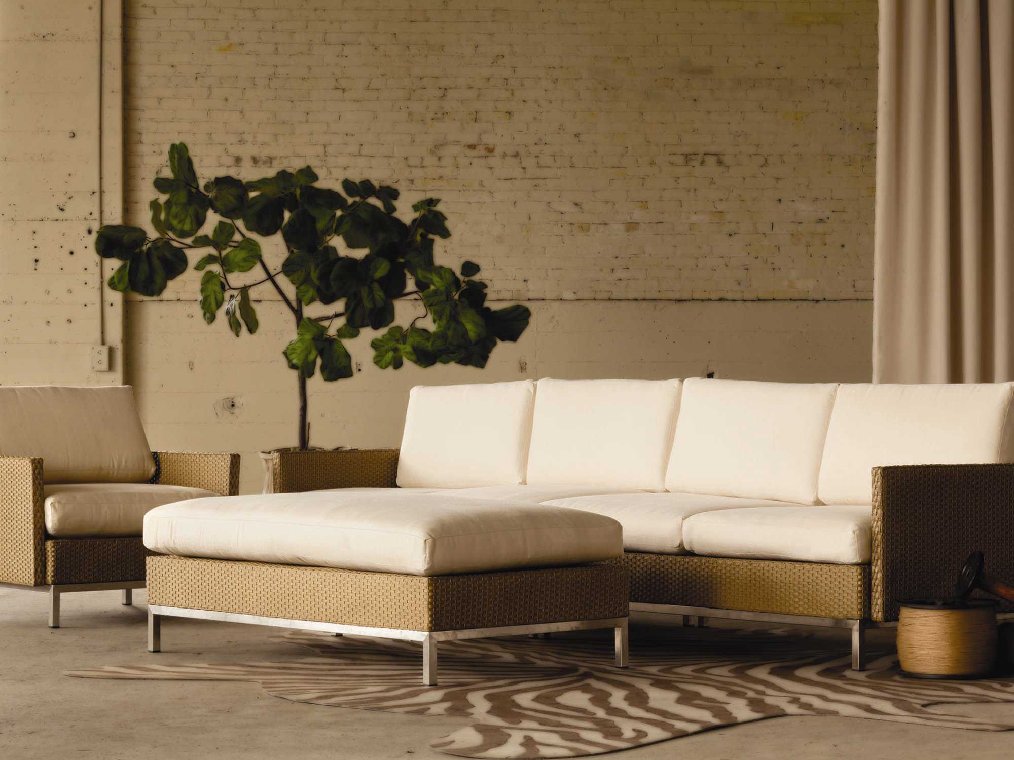 Lloyd Flanders Elements Steel Wicker Large Ottoman LF203327