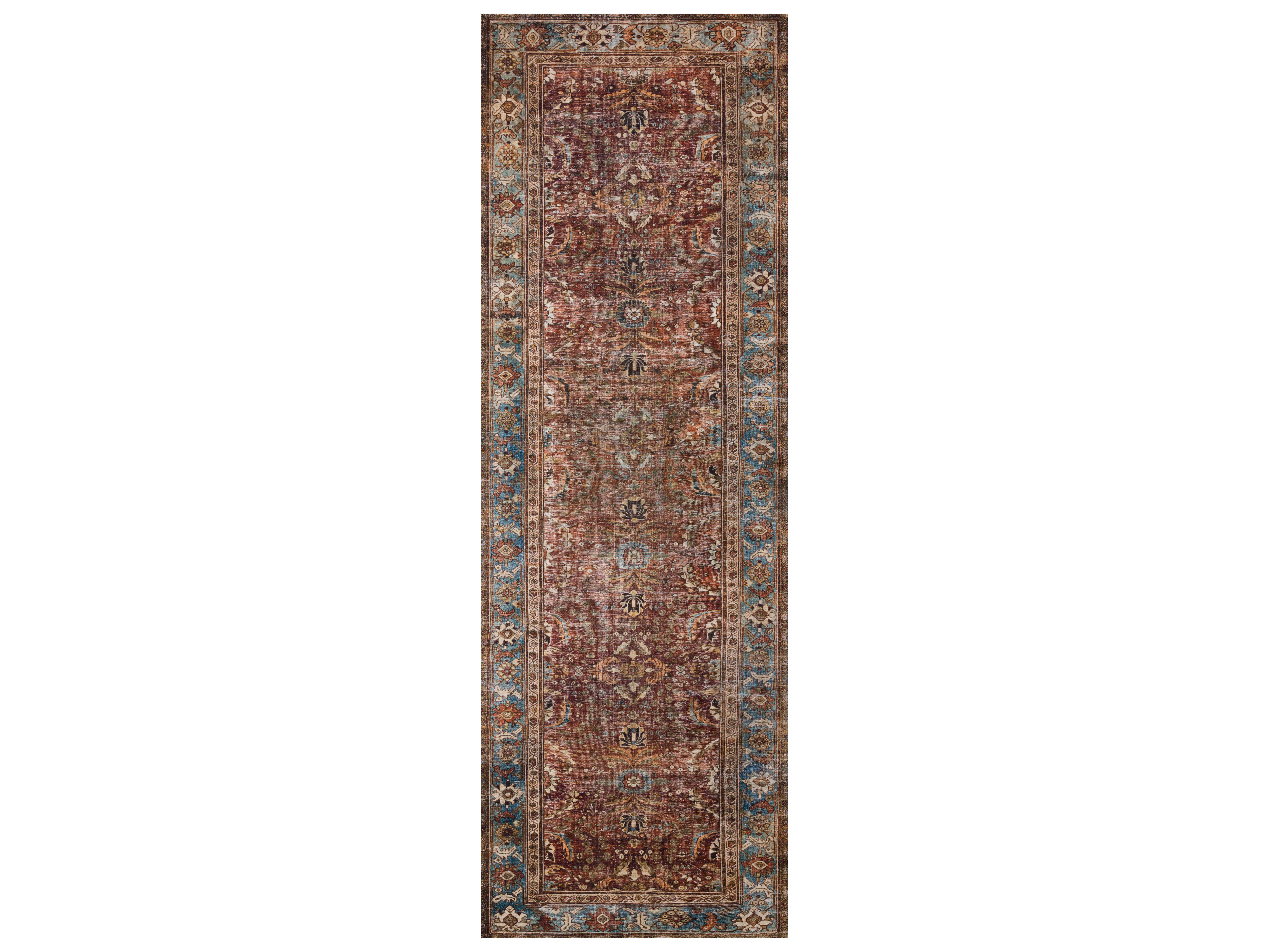 Loloi II Rugs Layla Brick / Blue Rectangular Area Rug LLLLAYLLAY01BKBBREC