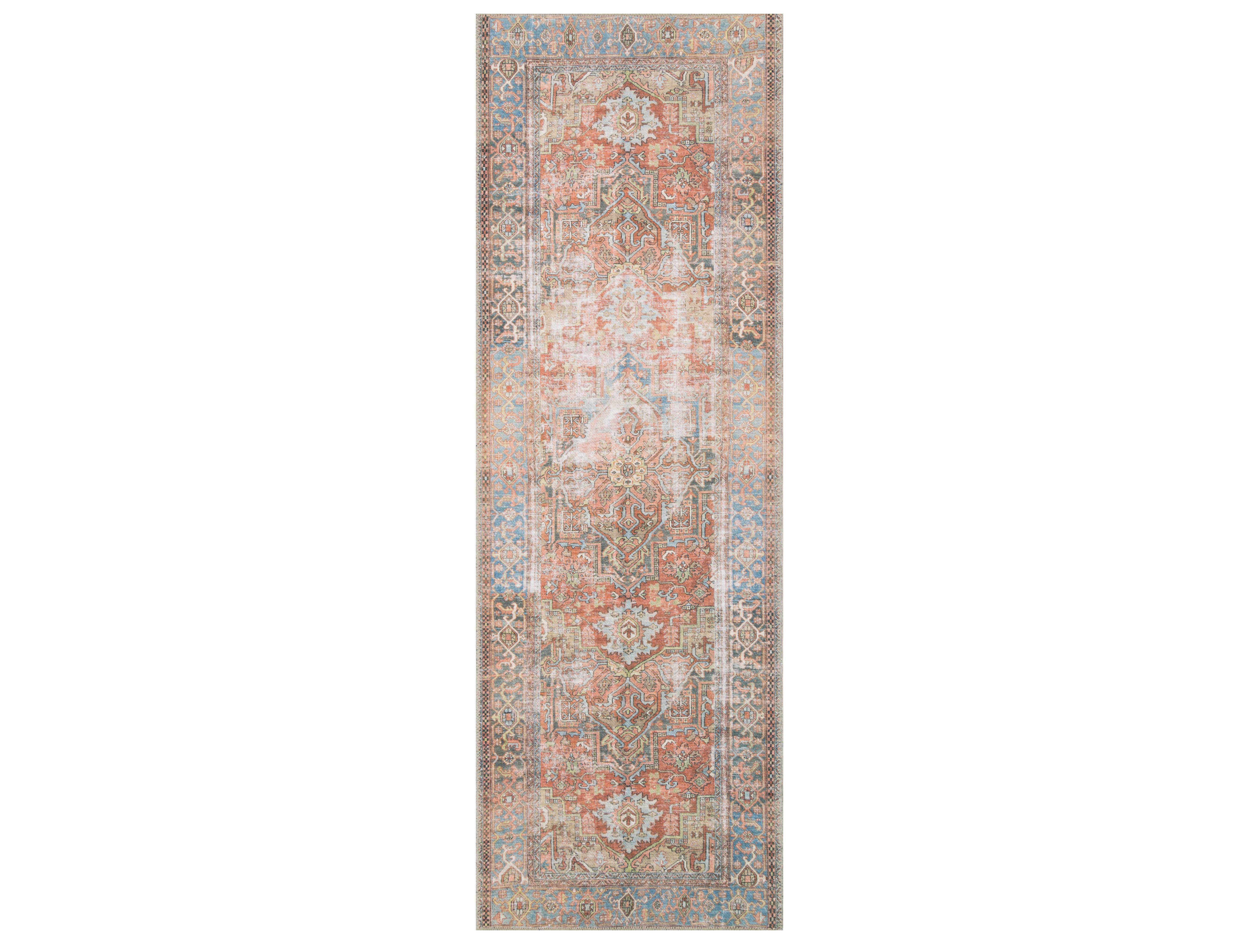 Loloi Rugs Loren Terracotta / Sky Rectangular Area Rug LLLORELQ15TCSCREC