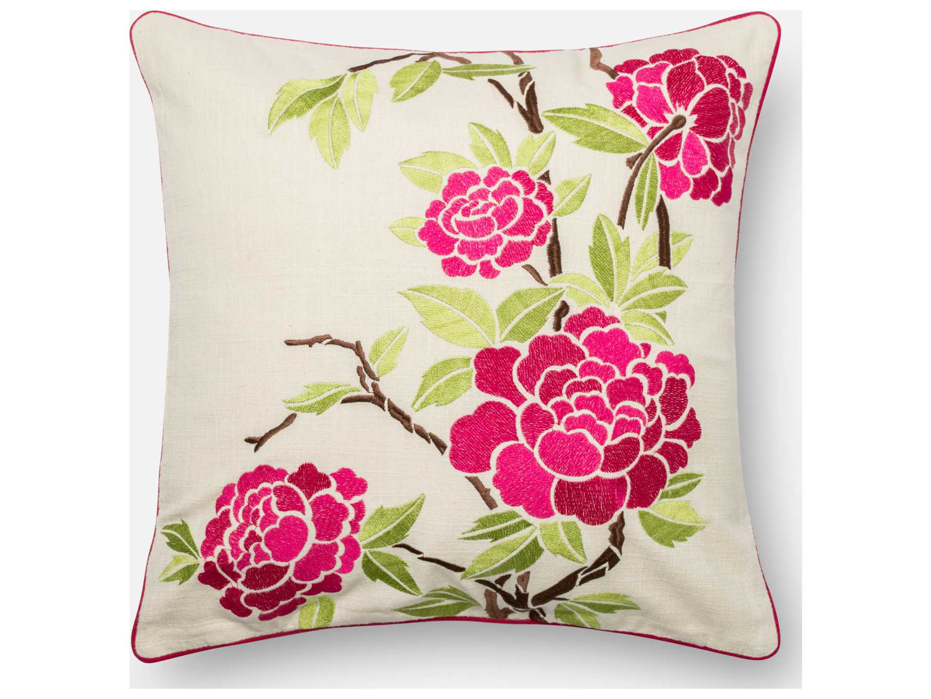 Loloi Rugs 18'' Square Pink & Ivory Pillow (Sold in 4) LLP0310PIIVPIL1