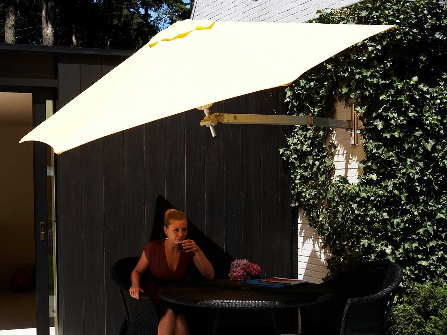 Luxury Patio Umbrellas Paraflex Wallflex 9 Foot Push Lift Tilt Wall