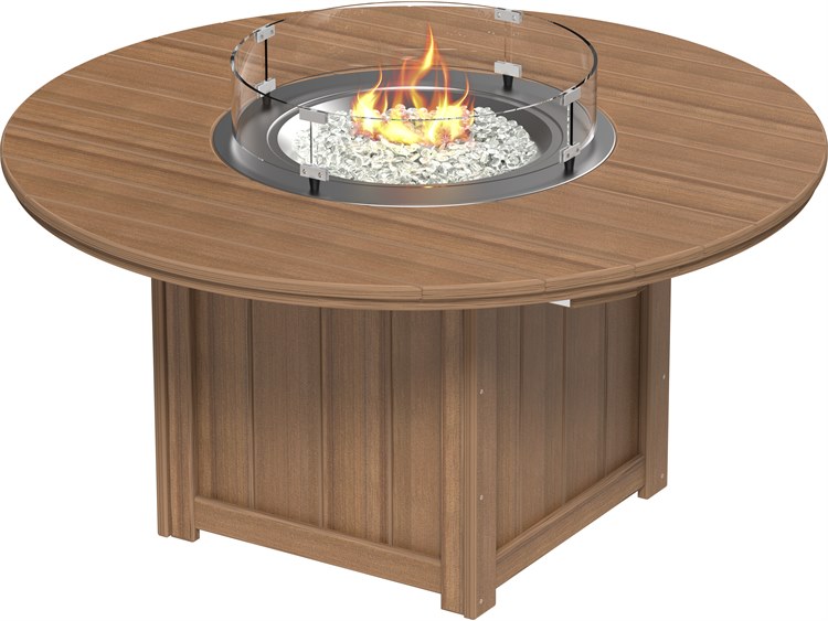 LuxCraft Recycled Plastic Lumin 60 Wide Round Counter Height Fire Pit Table LFT60RCOUNTER