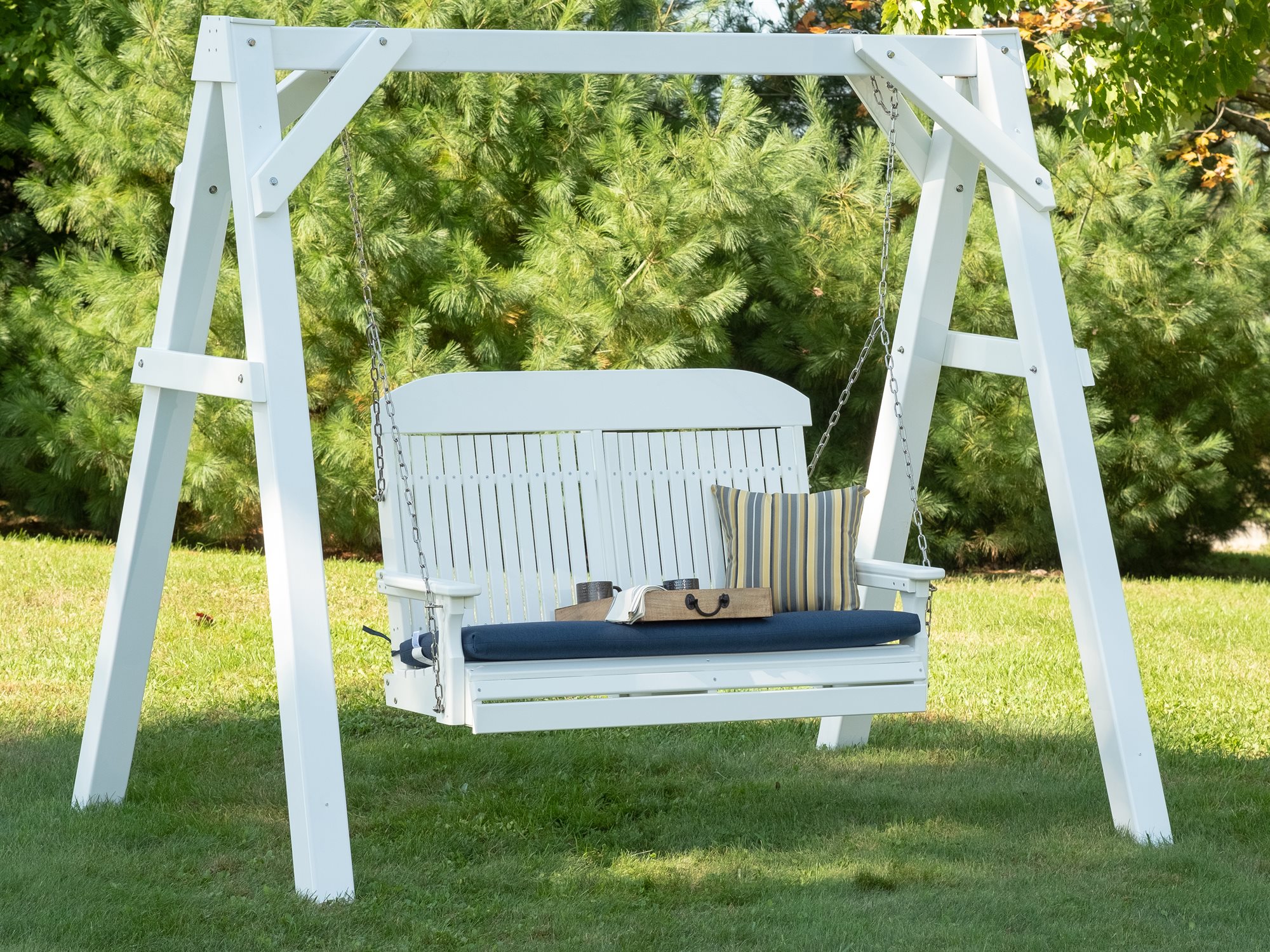 LuxCraft Recycled Plastic AFrame Vinyl Swing Stand White LUXVAFWHITE