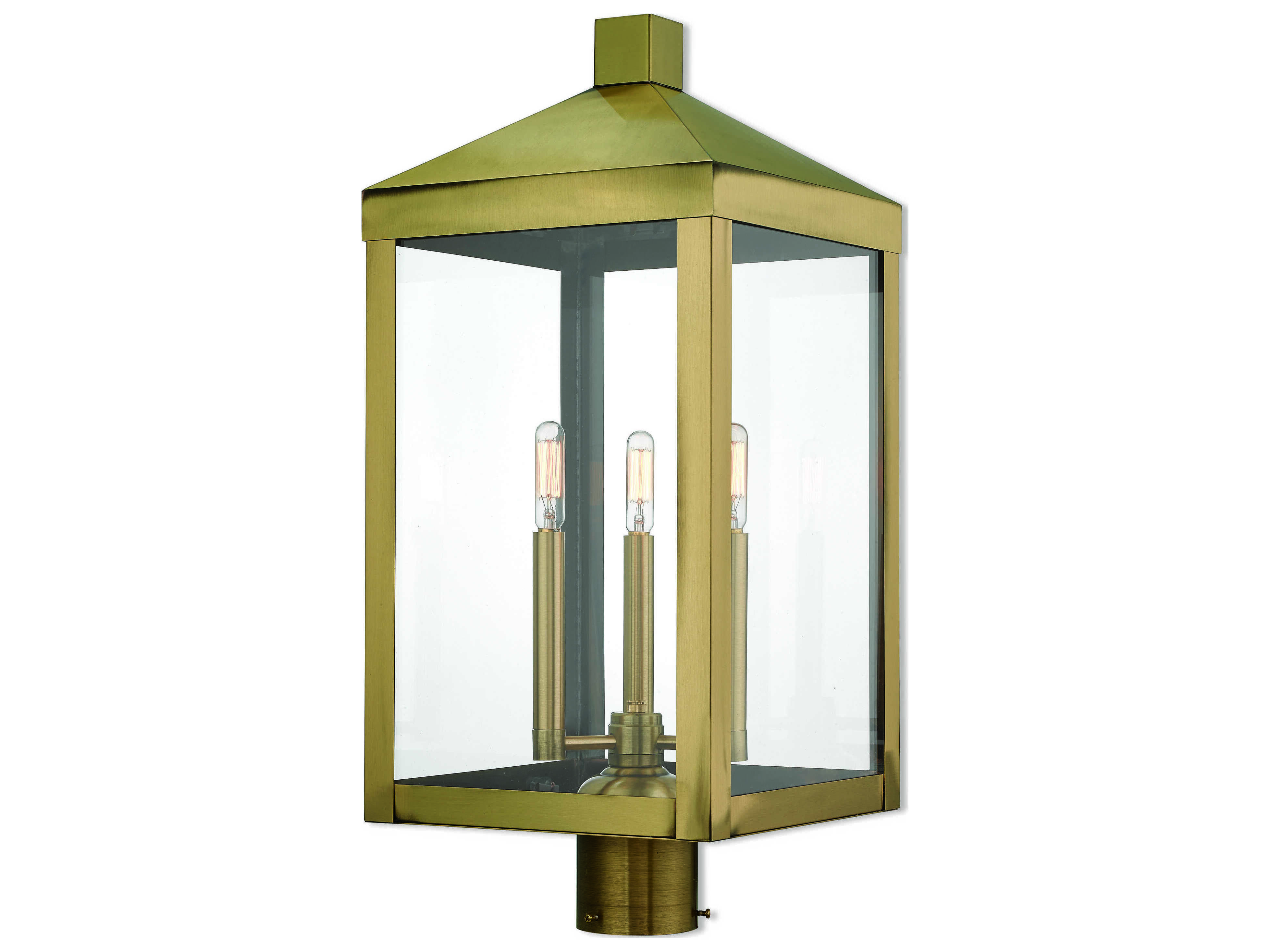 Livex Lighting Nyack Antique Brass 3light 11'' Wide Outdoor Post Light
