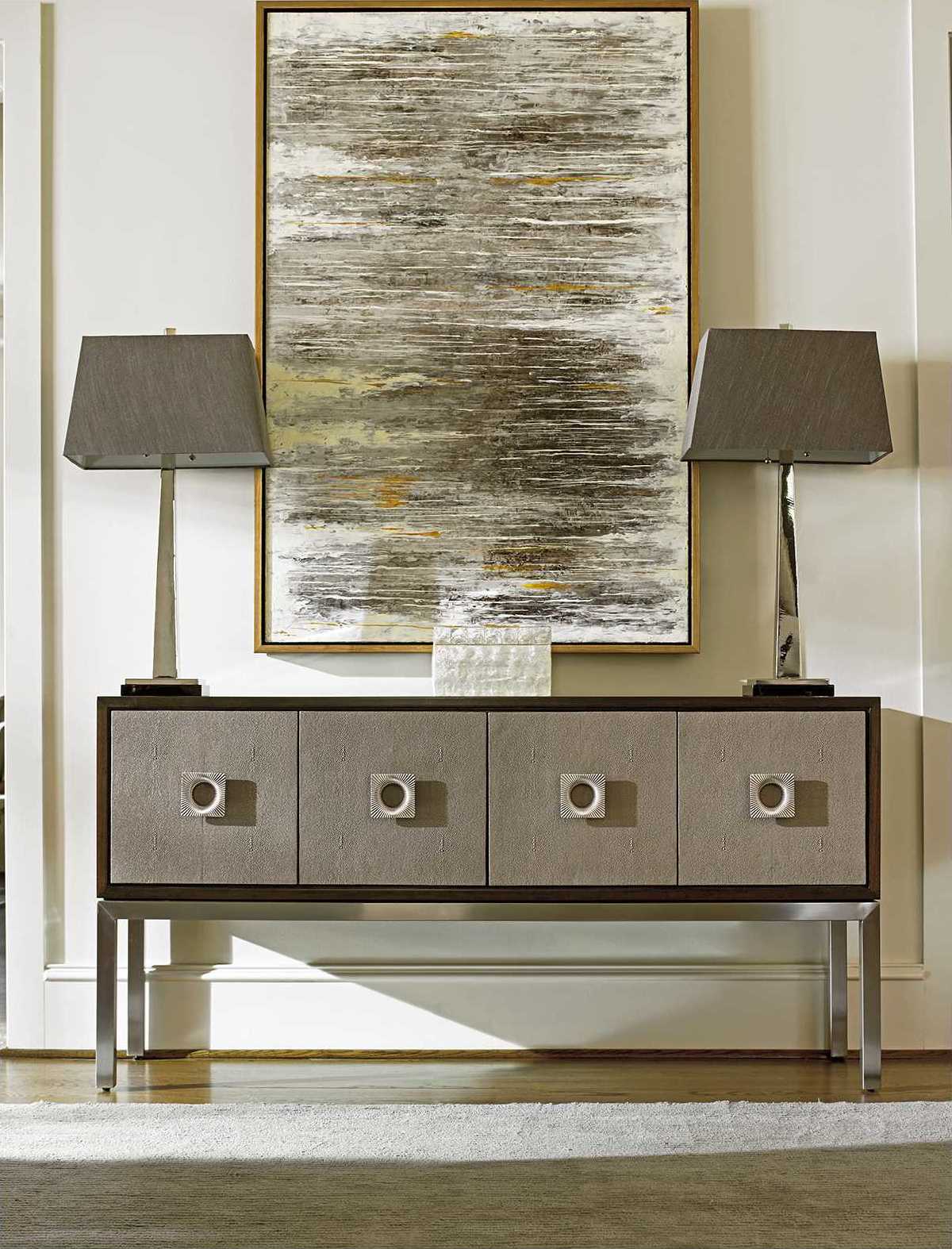 Lexington Macarthur Park Walnut With Taupe Faux Leather Buffet