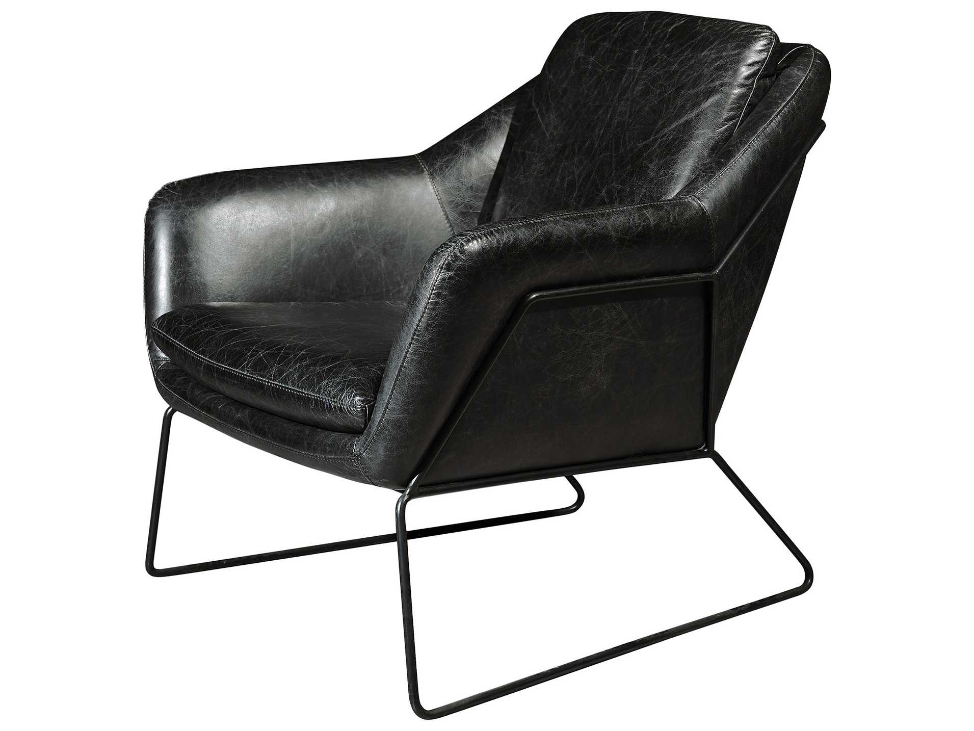 Mobital Jasper Antique Black Leather Arm Chair MBLCHJASPBLACBLACK