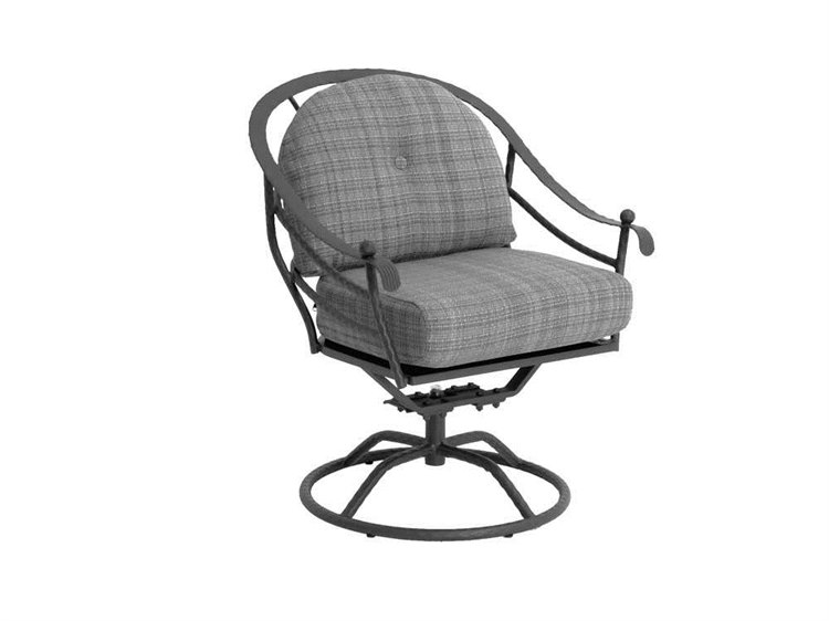 Meadowcraft Milano Wrought Iron Cushion Arm Swivel Rocker Dining Chair