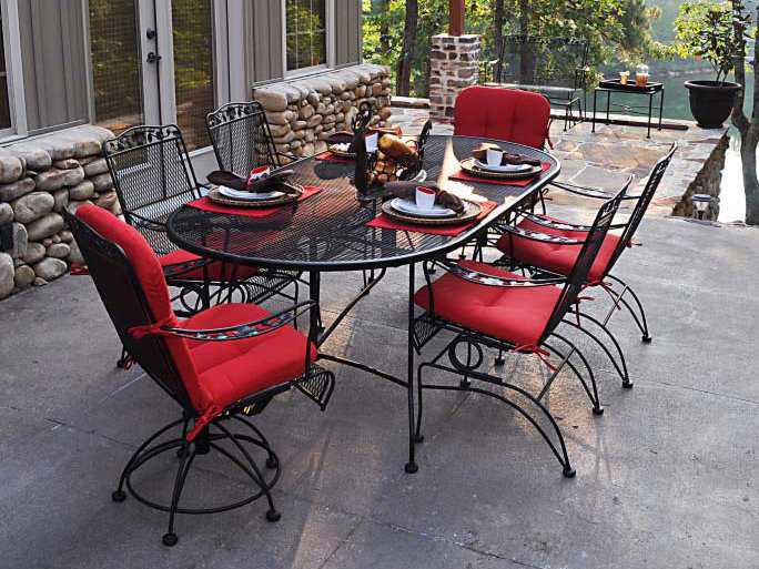 Meadowcraft Dogwood Wrought Iron Coil Spring Dining Chair Price