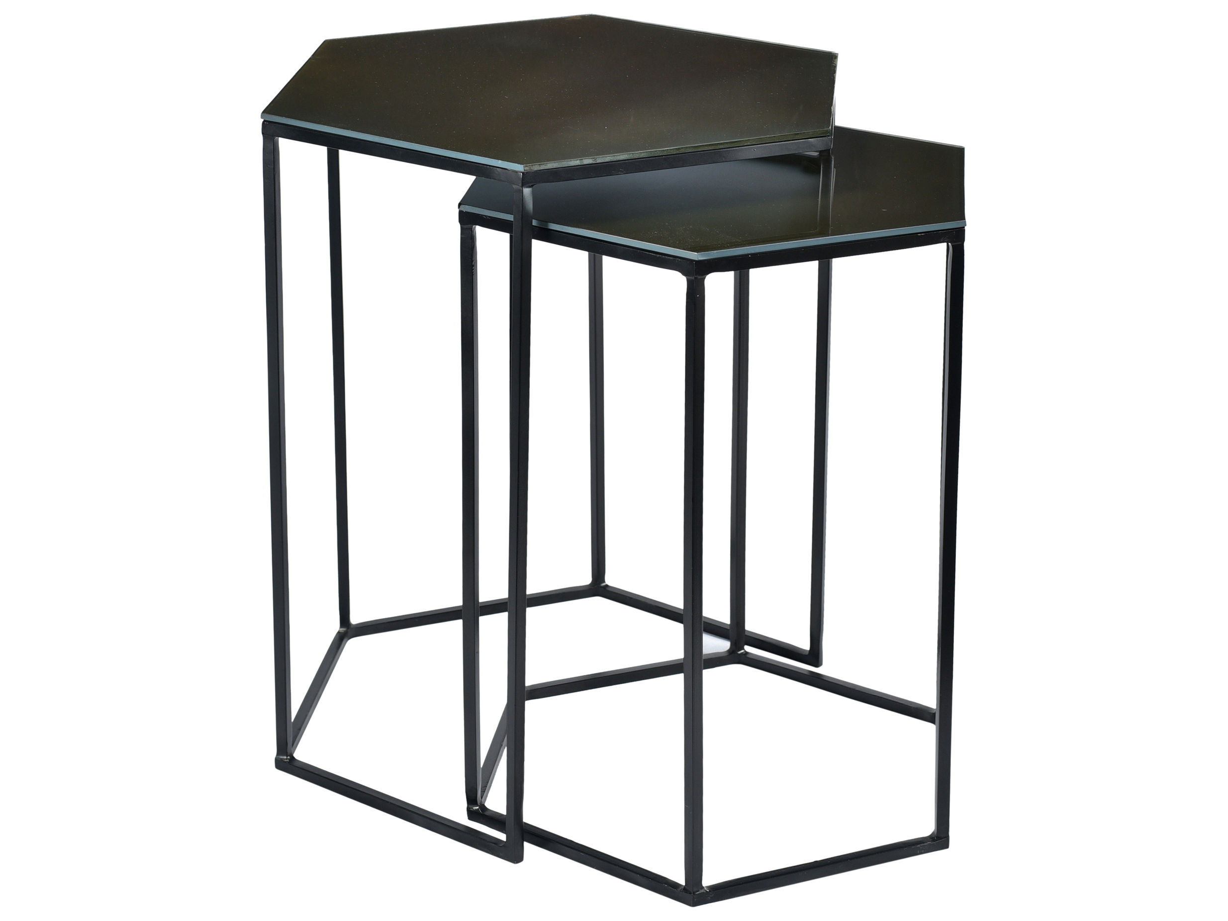 Moe's Home Polygon 16" Hexagon Glass Black End Table MEGZ100802