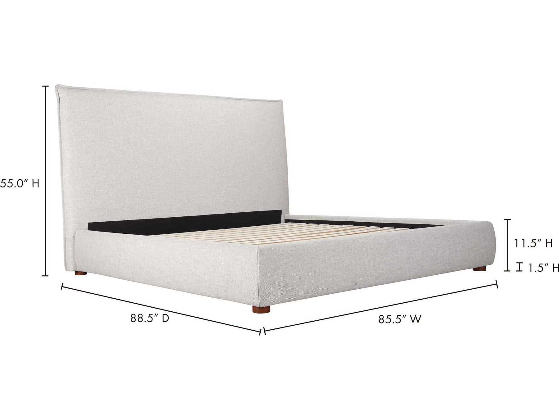 Moe's Home Luzon Light Grey Pine Wood King Platform Bed MERN114940