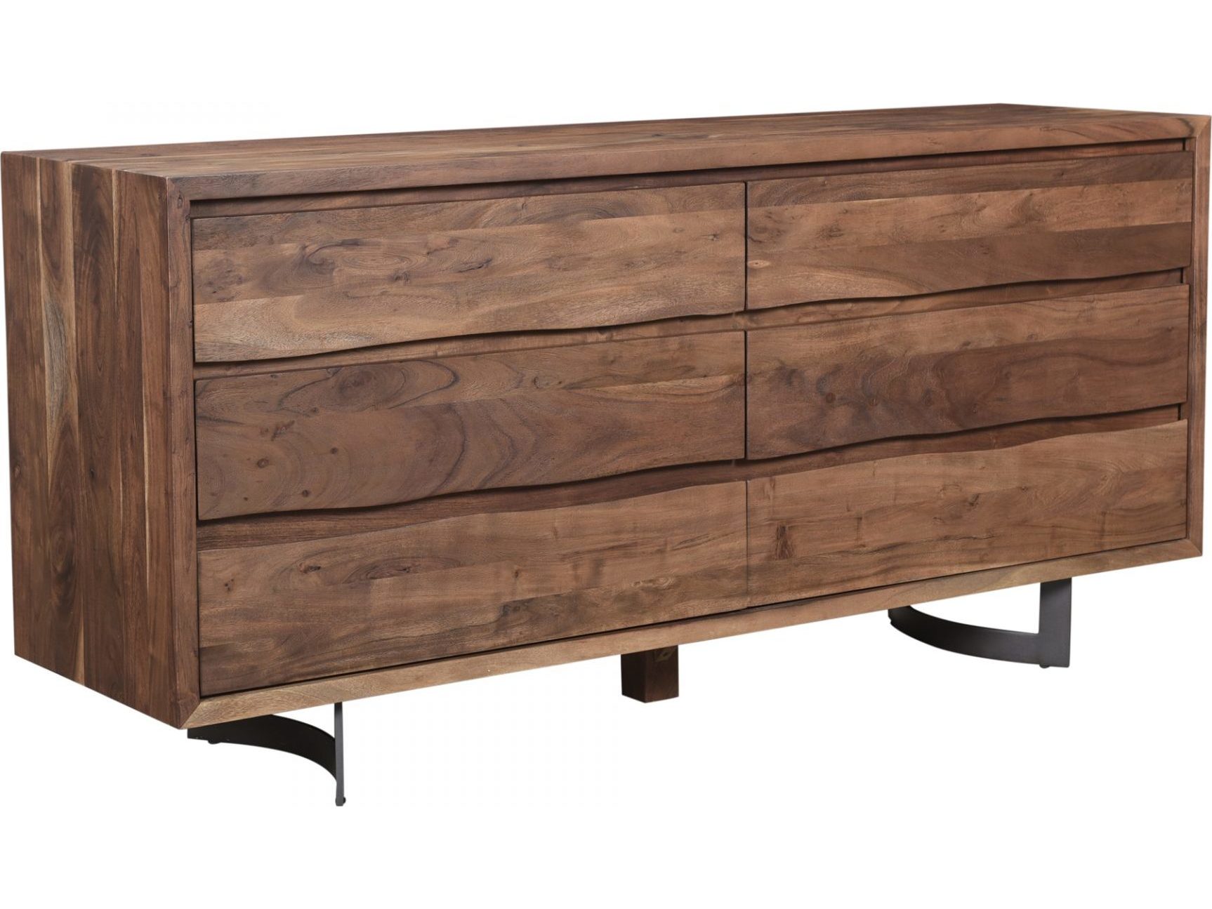 Moe's Home Bent 72" Wide 6Drawers Black Acacia Wood Double Dresser