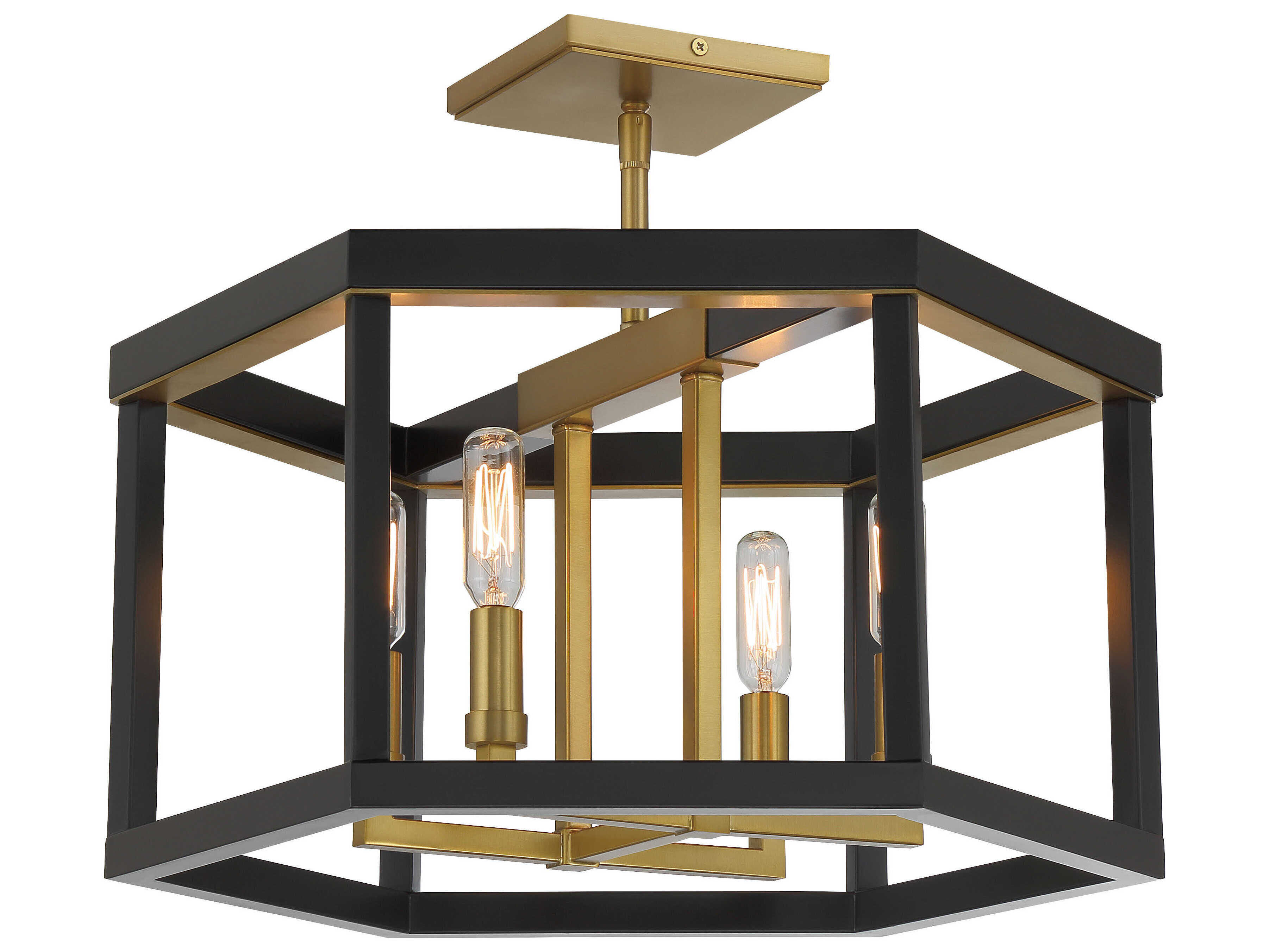 Minka Lavery Union Estates Coal / Soft Brass 4light 18'' Wide Semi