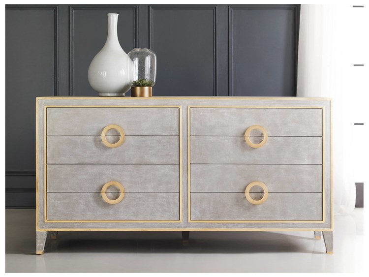 Modern History Home Abstract 4-Drawers Gray Double Dresser | MHHMH421F02