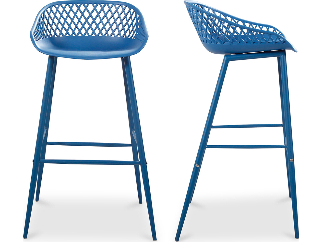 Moe's Home Outdoor Piazza Blue Aluminum Recycled Plastic Bar Stool (Set