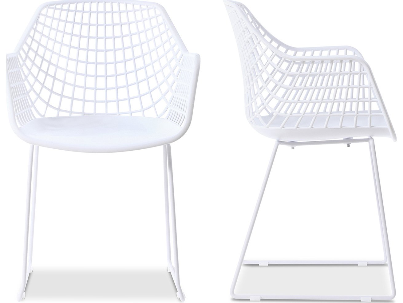Moe's Home Outdoor White Recycled Plastic Dining Chair (Set of 2