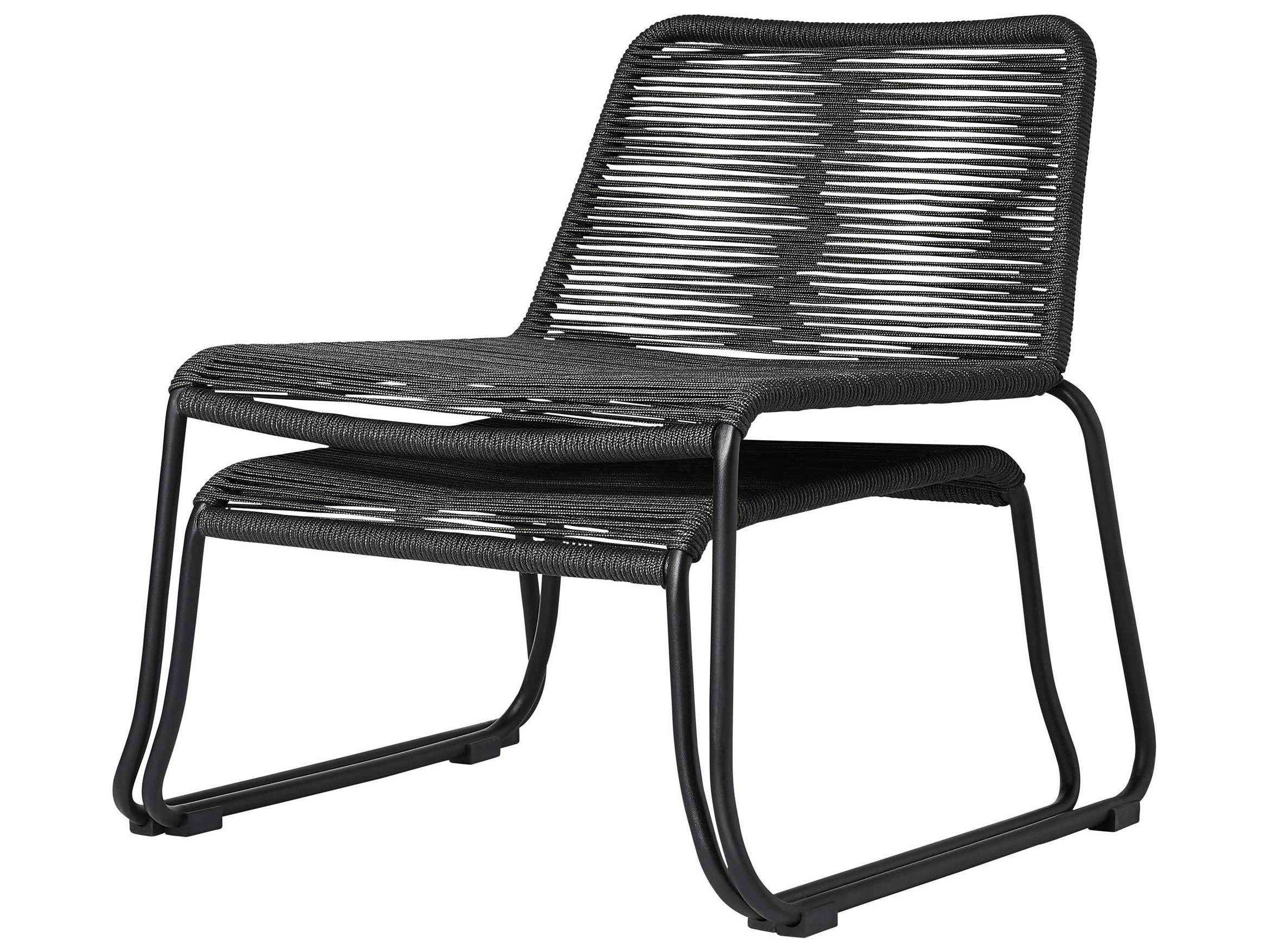 Modloft Outdoor Barclay Dark Gray Cord Steel Wicker Lounge Chair with