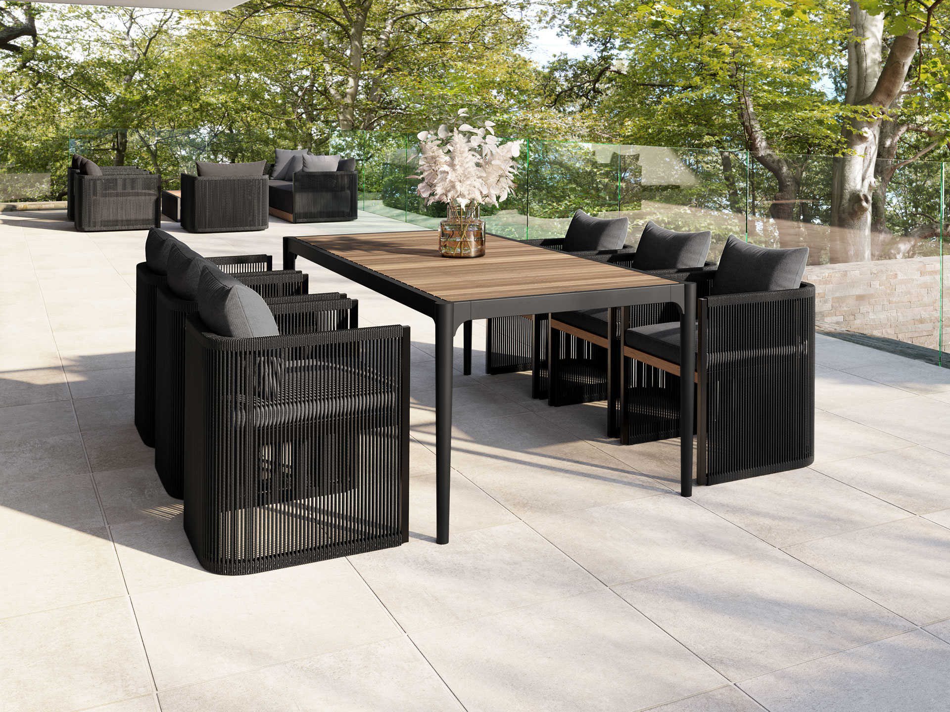 Modloft Outdoor Clifton Patio Dining Set MLOMD1020BLKSET