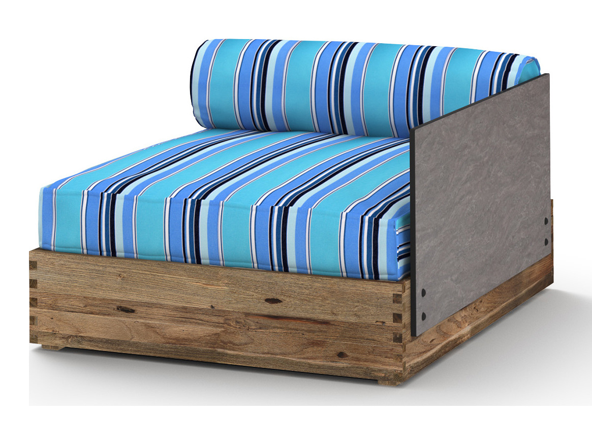 MamaGreen Aiko Teak Cushion Modular Left Arm Lounge Chair MMGAIK01L