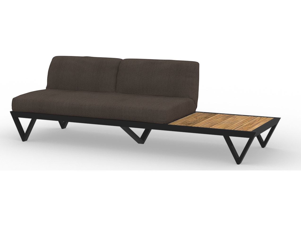 MamaGreen Bondi Belle Aluminum Sectional Loveseat with Teak Table MMGBND058