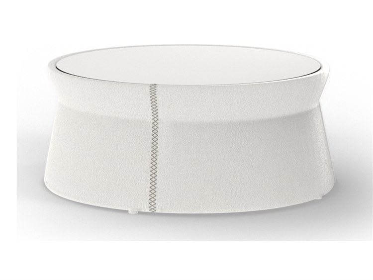 Round Faux Leather Ottoman Coffee Table Black White Nesting Coffee