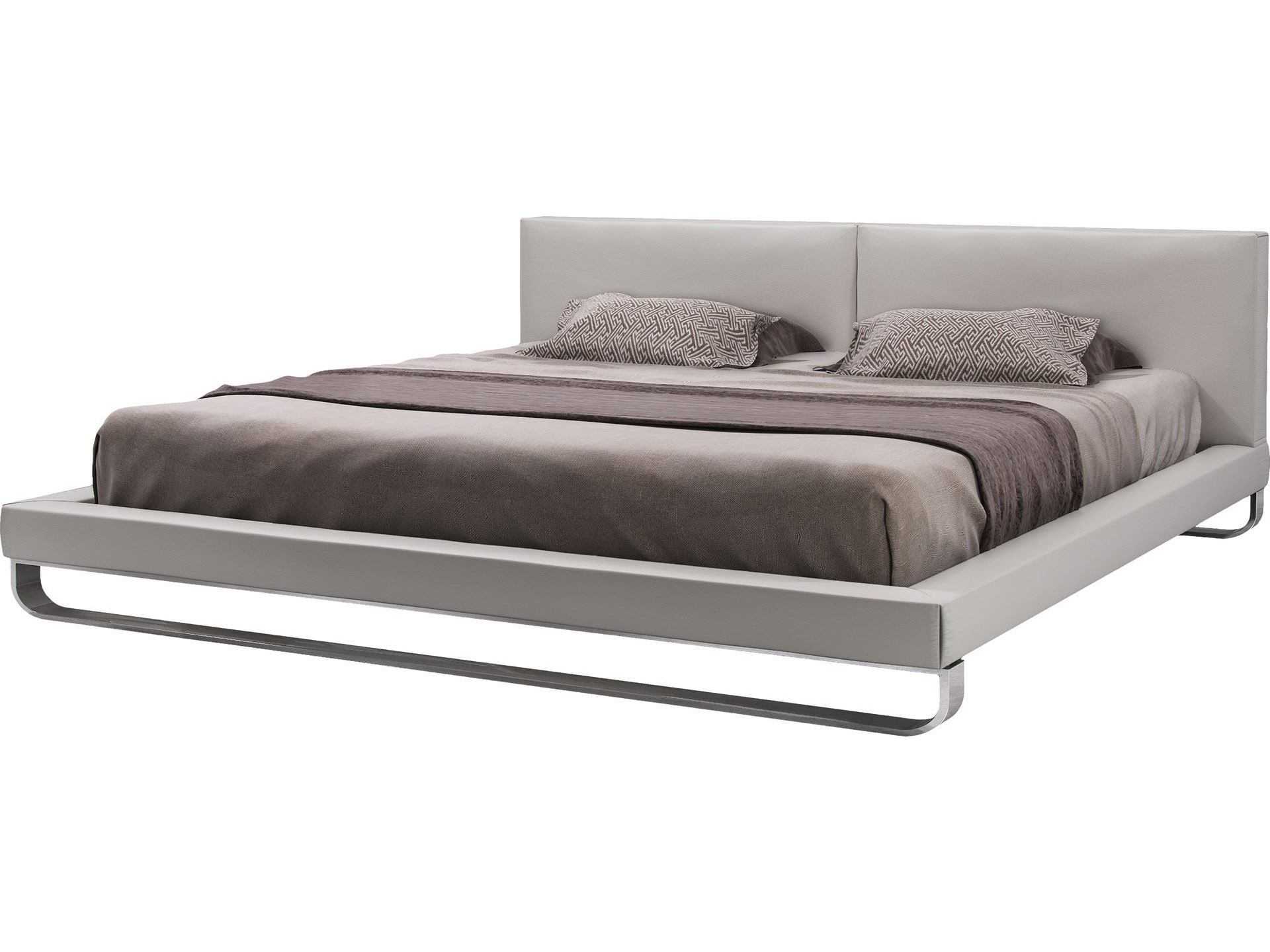 Modloft Chelsea Pearl Gray Eco Leather King Platform Bed MOLMD331KGRY