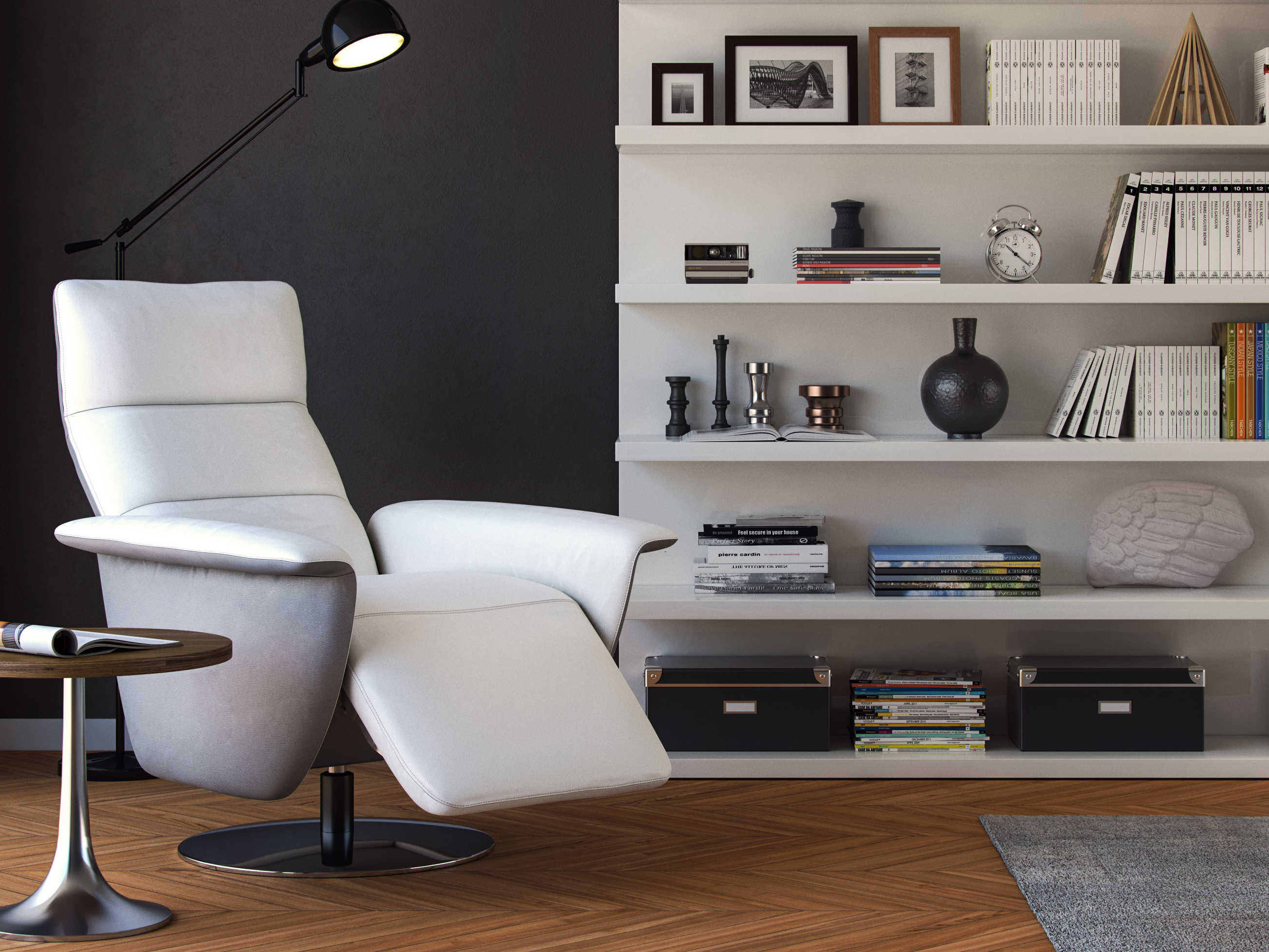 Moroni Oslo Pure White Leather Recliner MOR27939B1641