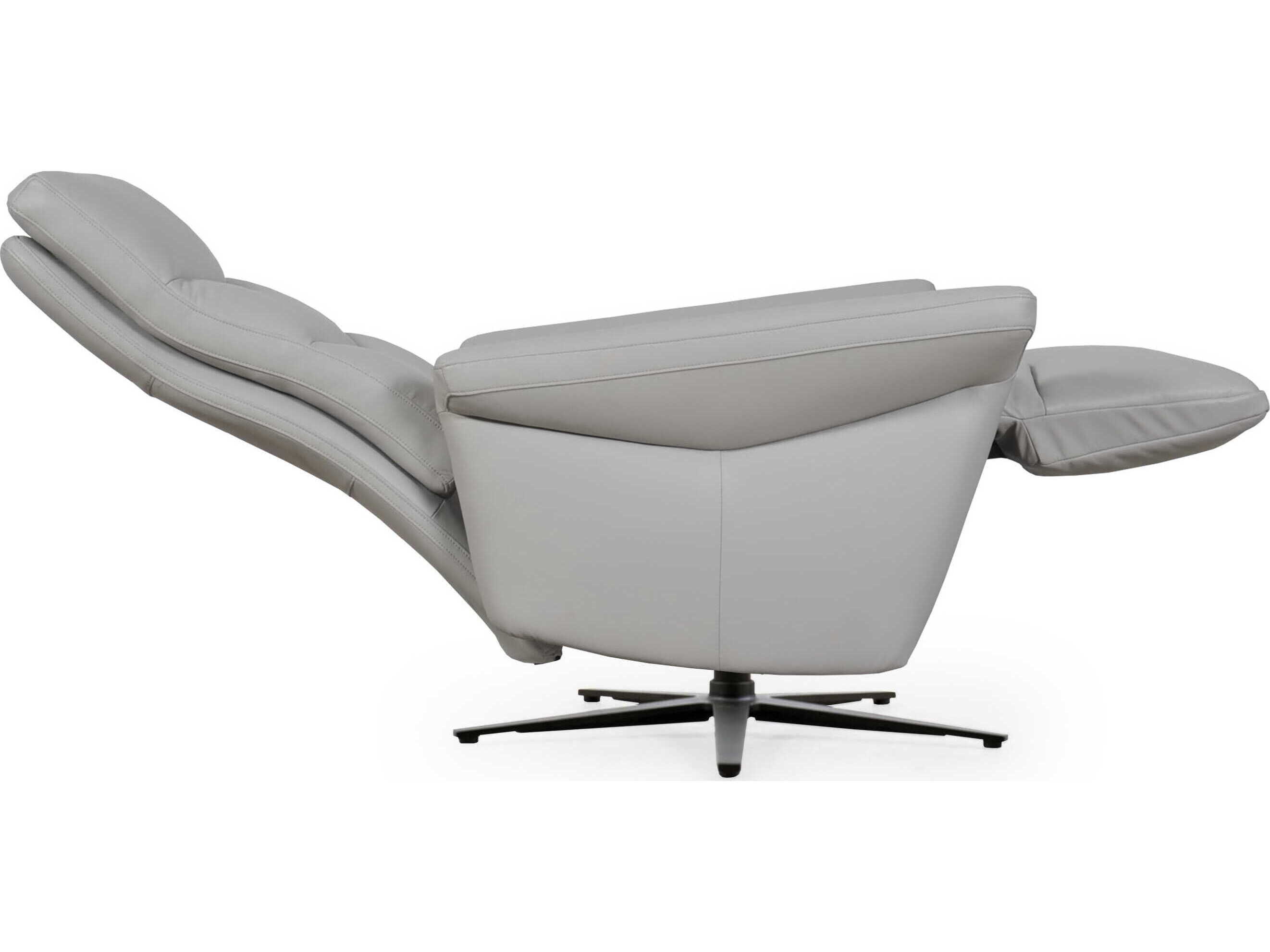 Moroni Melker 32" Light Grey Leather Upholstered Recliner MOR58939B1192