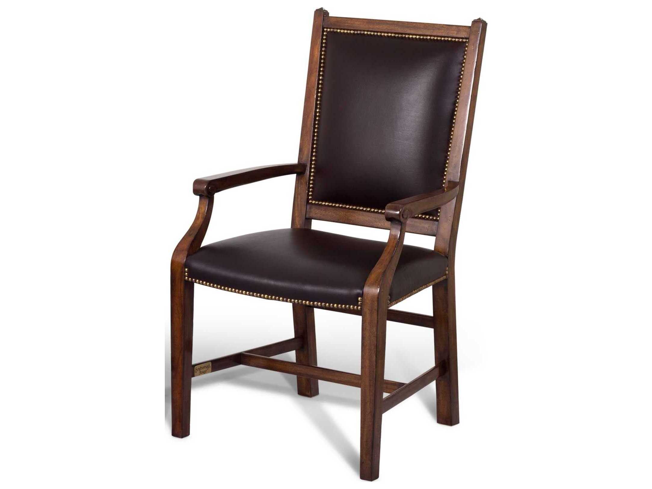 Maitland Smith Leather Arm Dining Chair MS890203