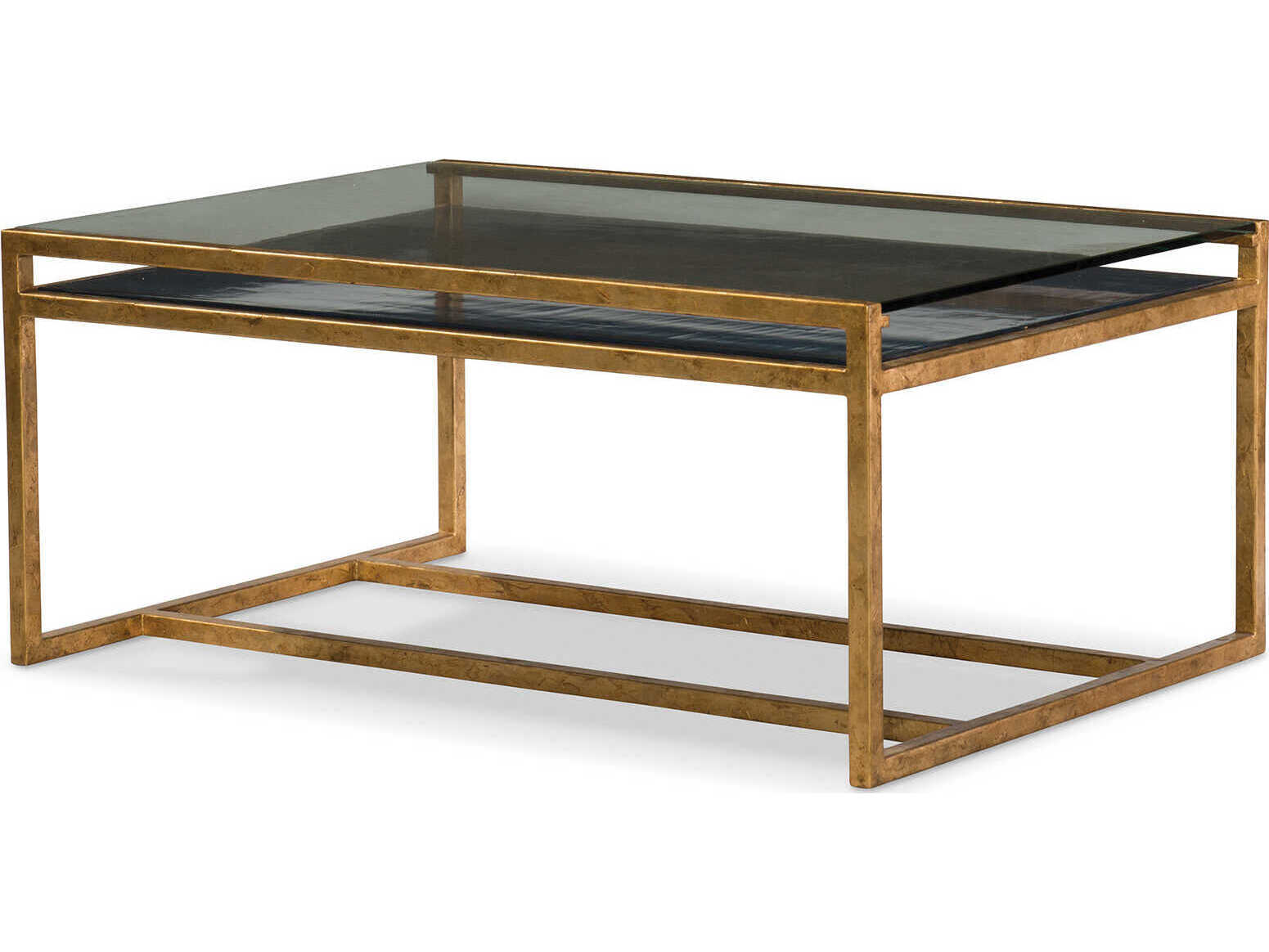 Maitland Smith San Juan 42" Rectangular Glass Antique Gold Cocktail