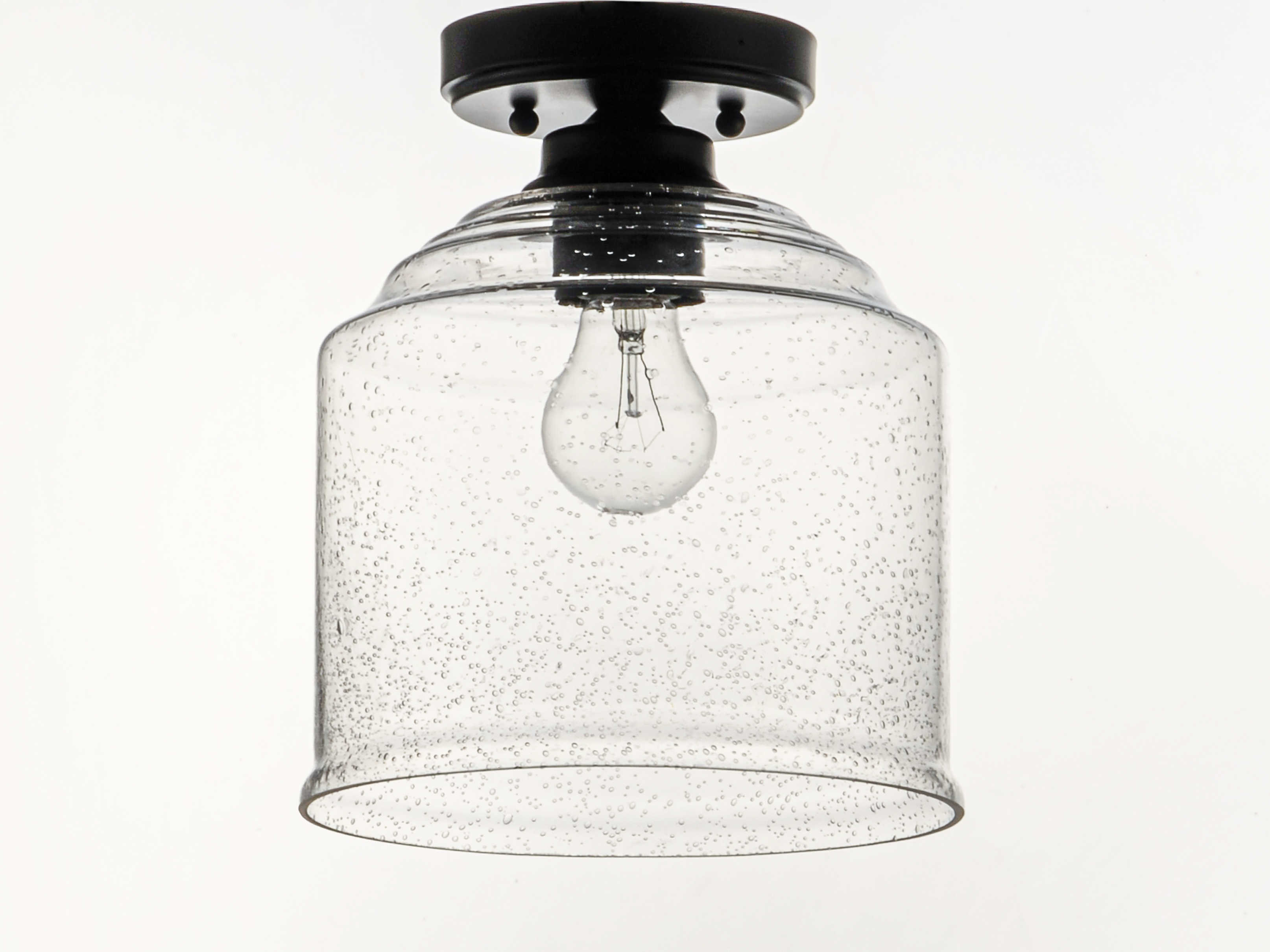 Maxim Lighting Acadia Black 1light 8'' Wide Glass SemiFlush Mount