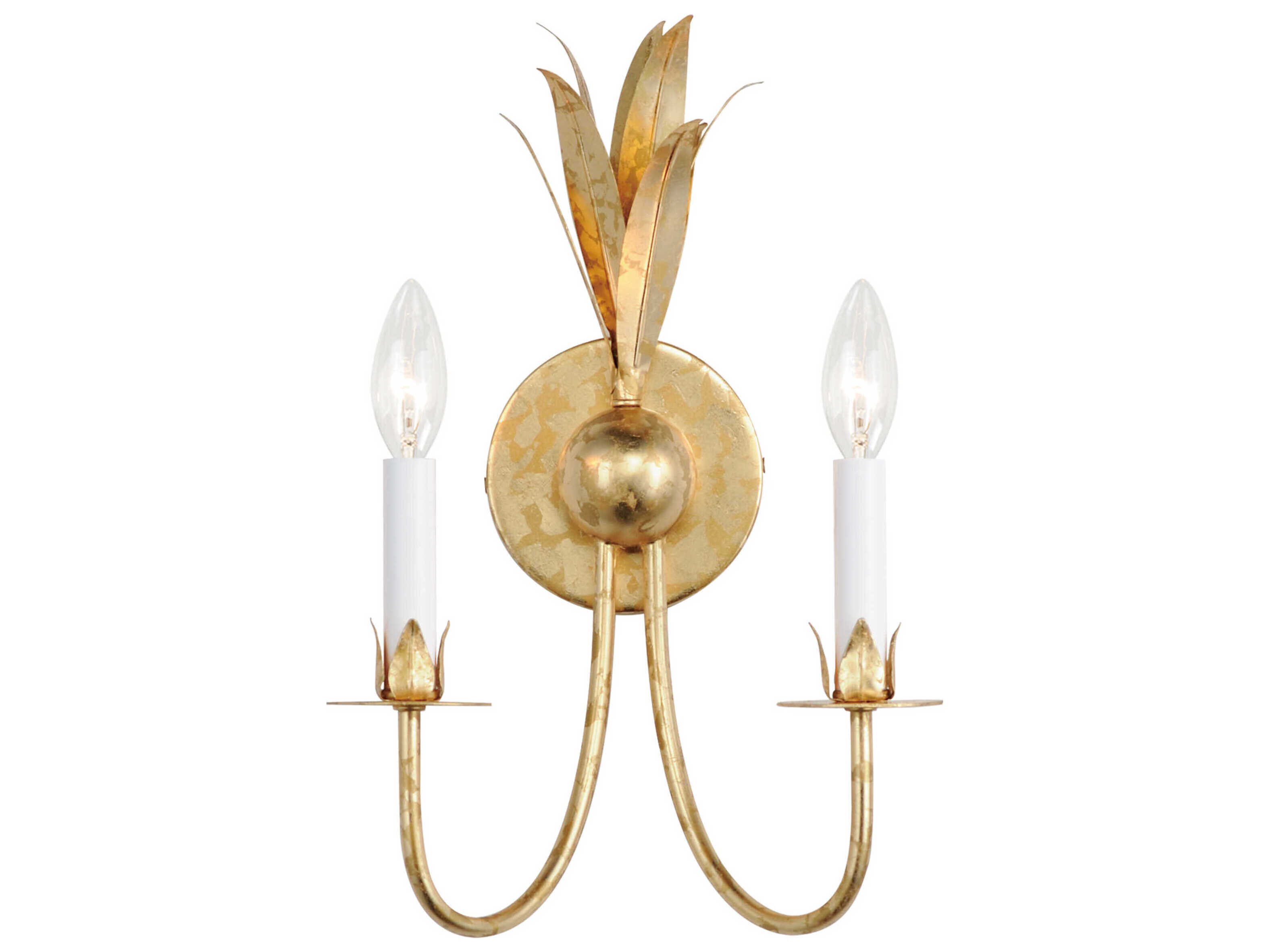 Maxim Lighting Paloma 15" Tall 2Light Gold Leaf Wall Sconce MX2882GL