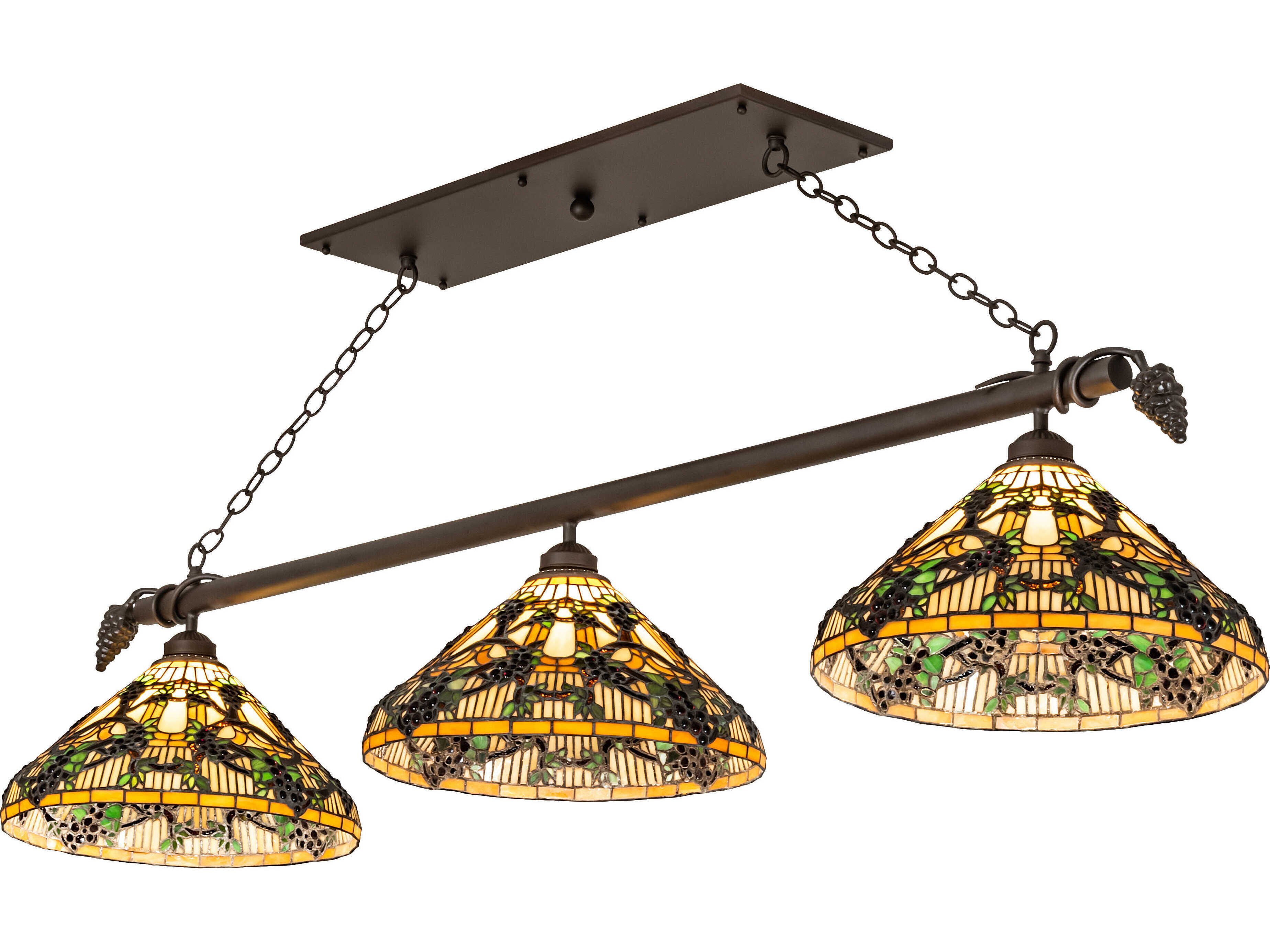 Meyda Jeweled Grape 68" 3Light Oil Rubbed Bronze Glass Tiffany Island