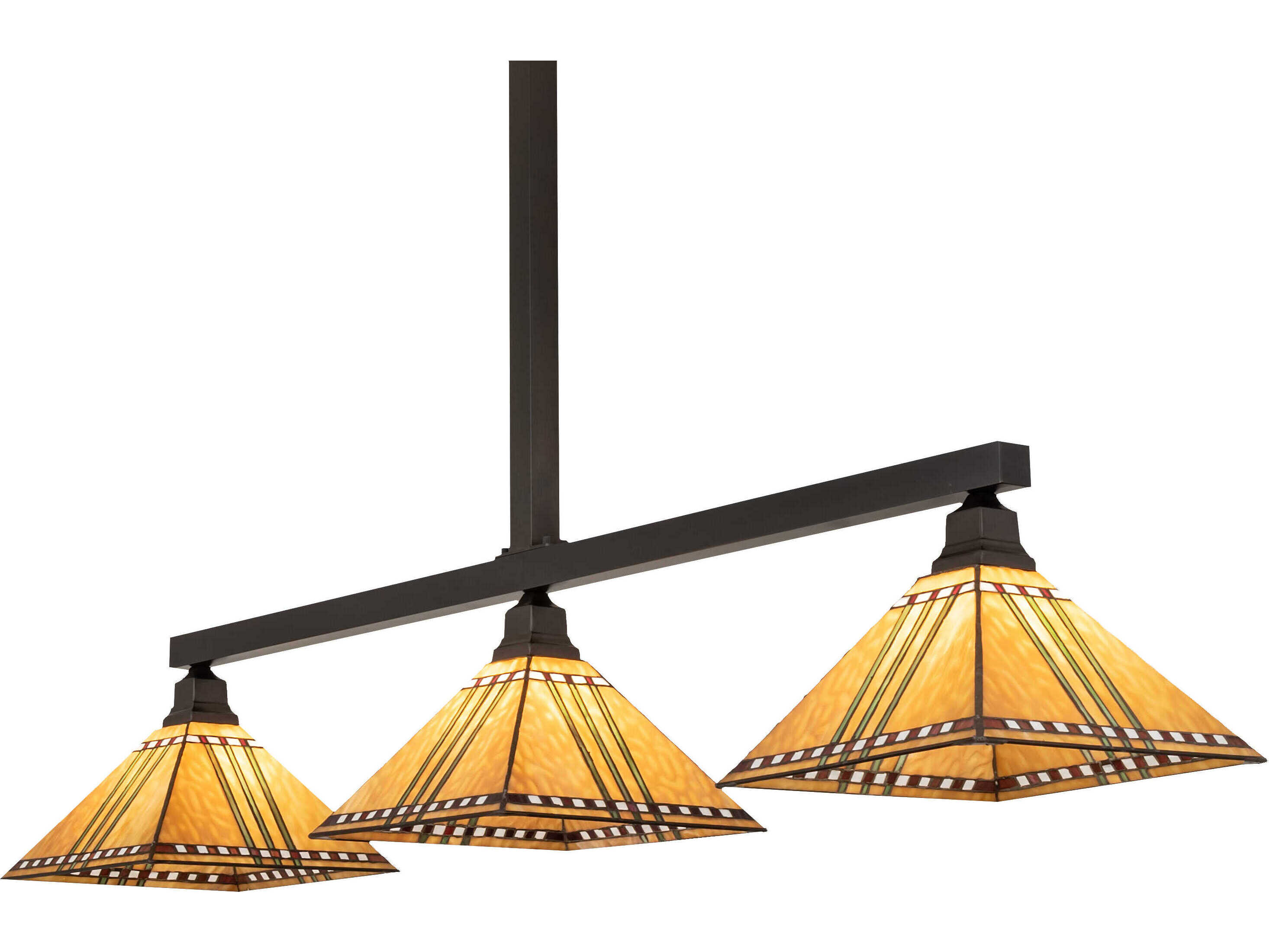 Meyda Prairie Corn 3Light Craftsman Brown Glass Tiffany Island Pendant