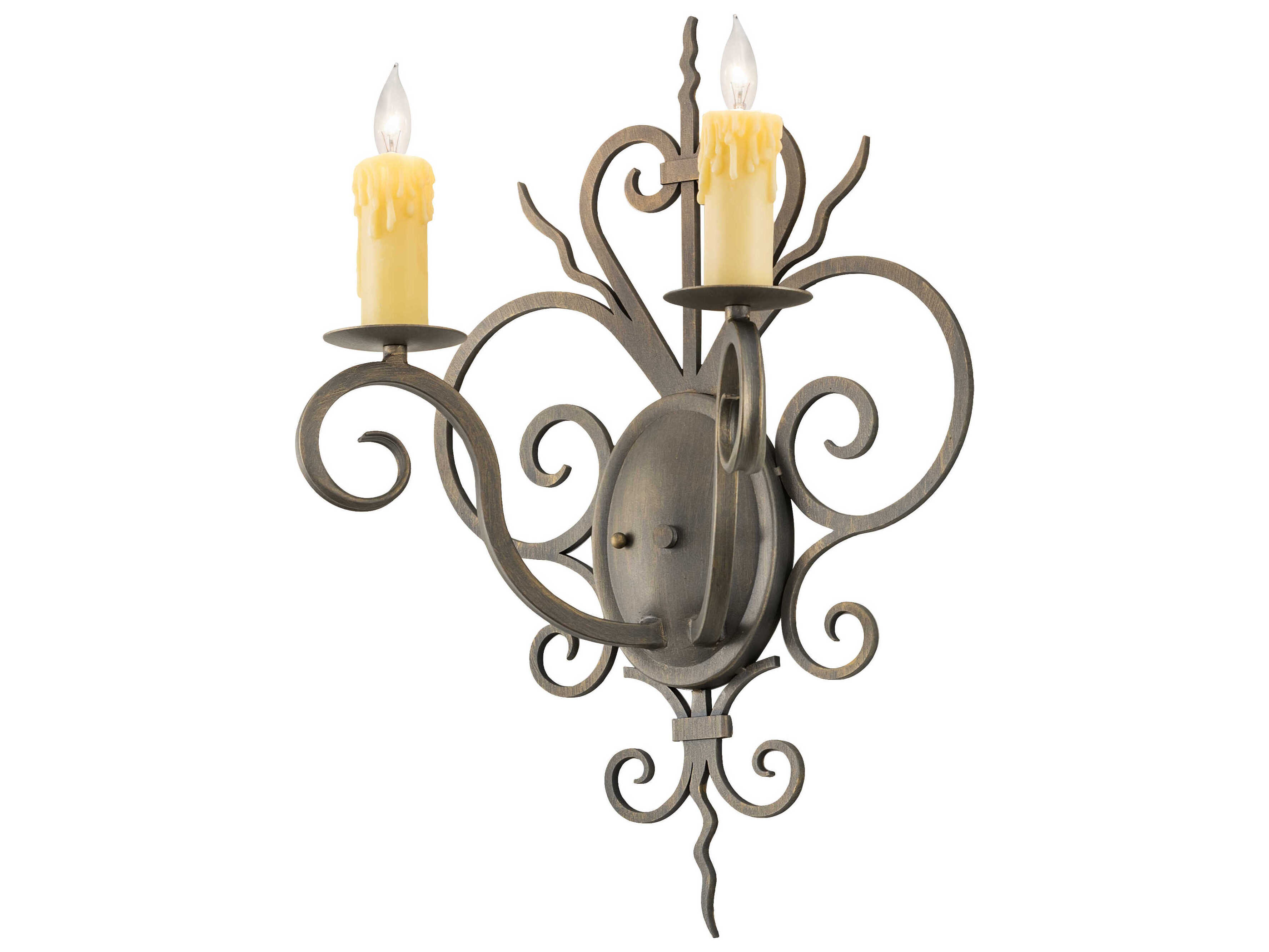 Meyda 21" Tall 2Light Antique Brass Wall Sconce MY255149