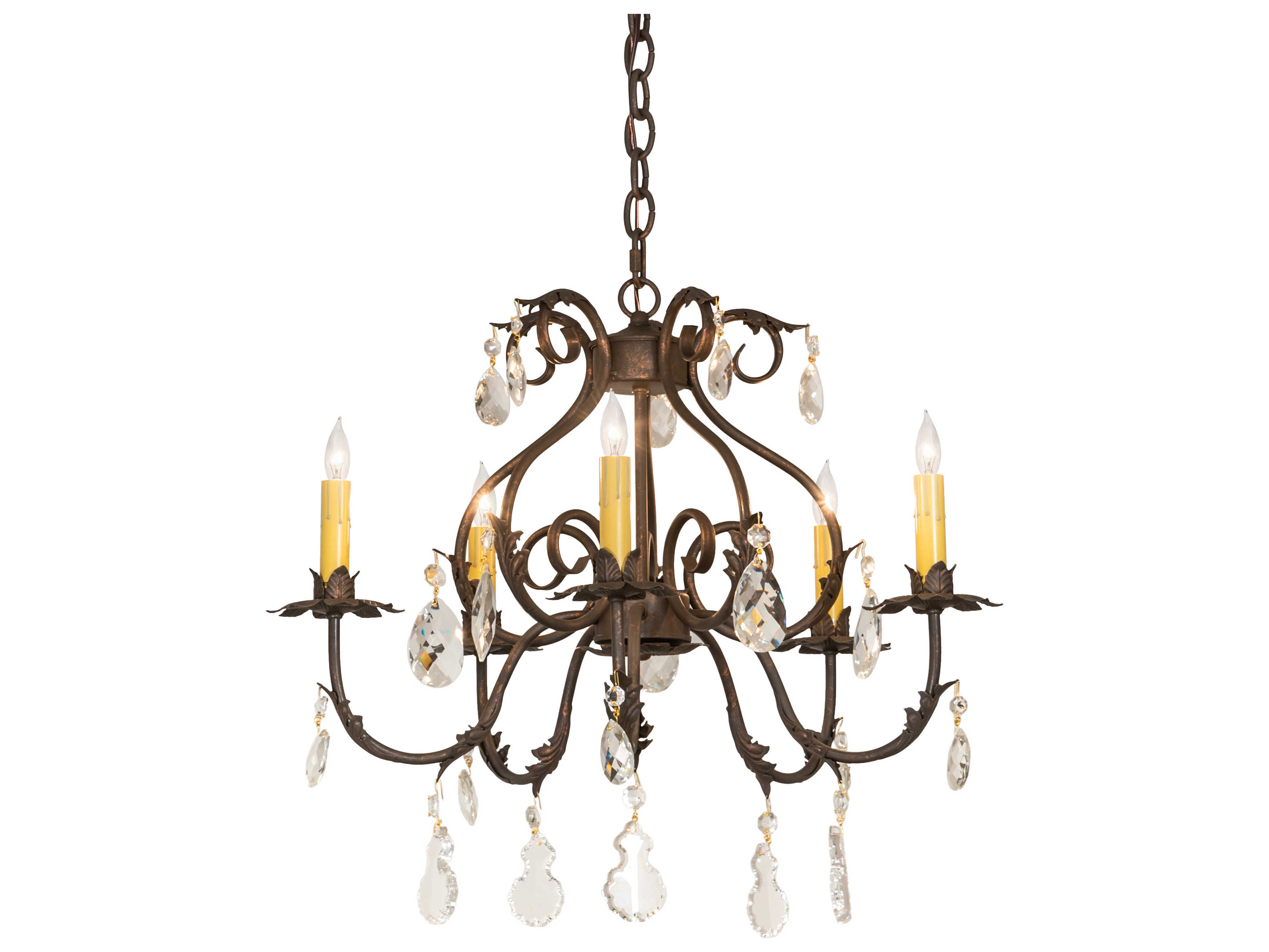 Meyda Chantilly 24" Wide 5Light Bronze Crystal Candelabra Chandelier