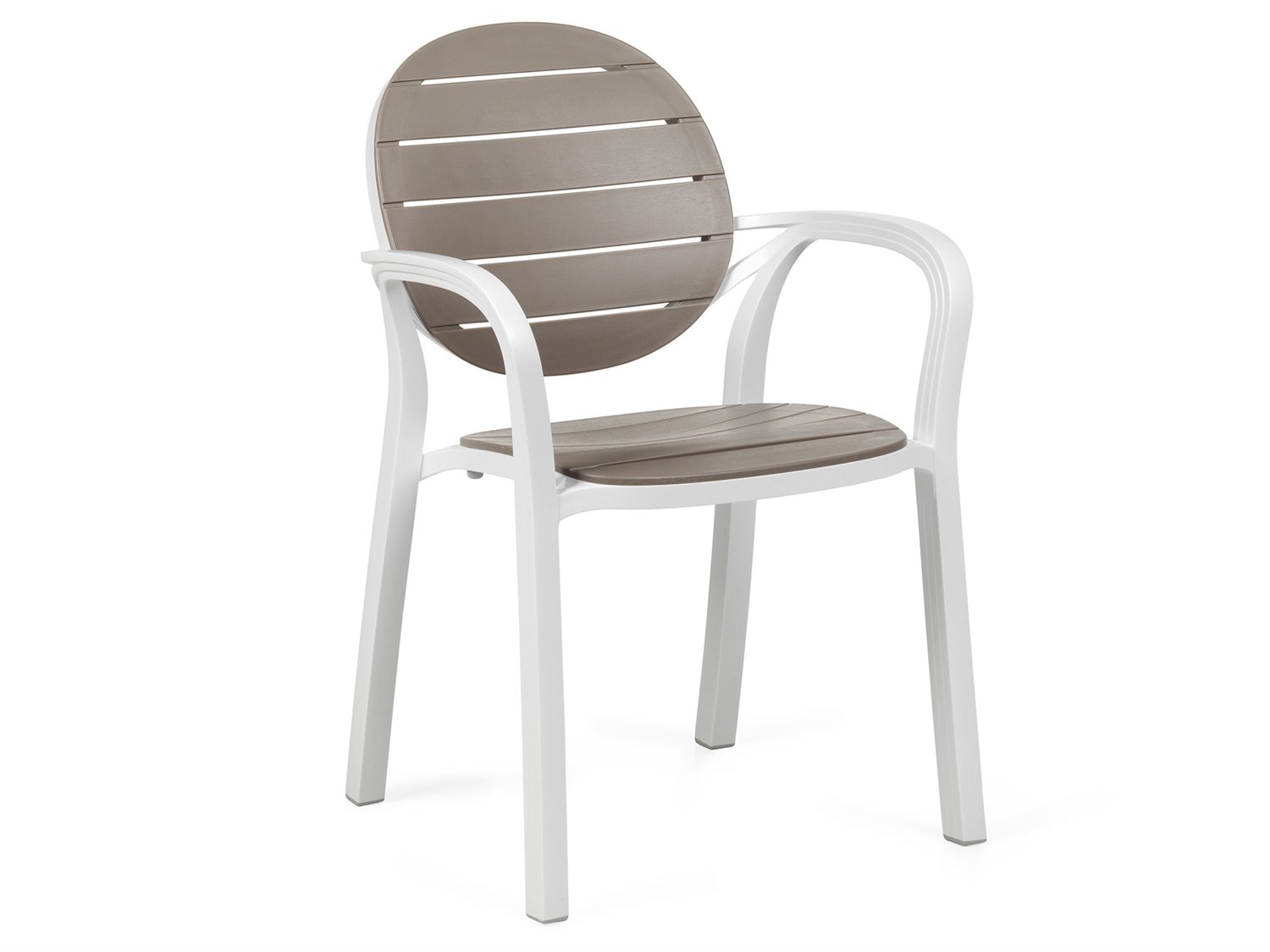 Nardi Palma Fiberglass Resin Bianco / Tortora Stackable Dining Arm Chair NAR4023700010