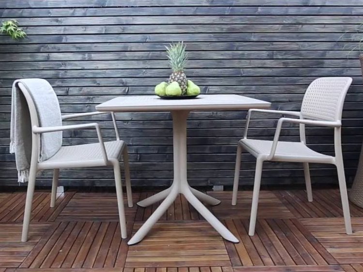 Nardi Bora Fiberglass Resin Bianco Dining Set BORADINSET2