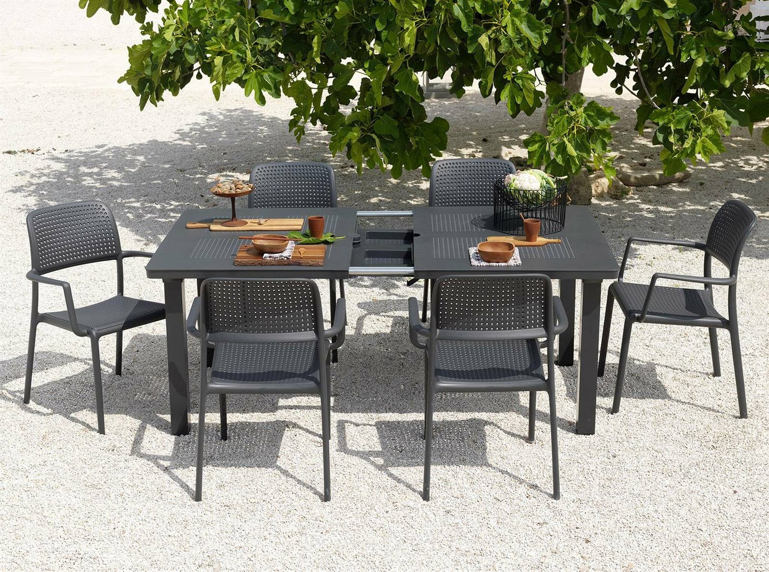 Nardi Bora Fiberglass Resin Antracite Dining Set BORADINSET4