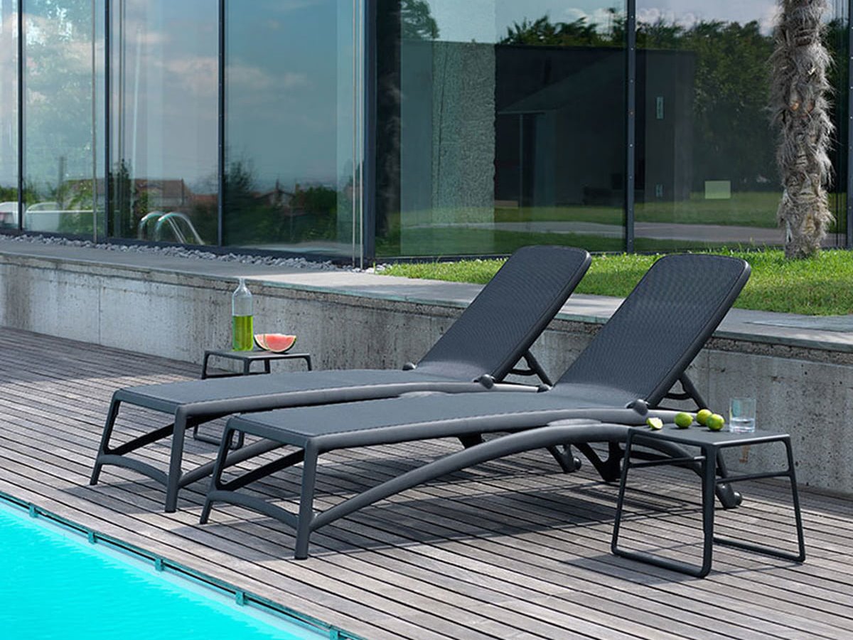 Nardi Atlantico Sling Fiberglass Resin Antracite Stackable Patio Chaise