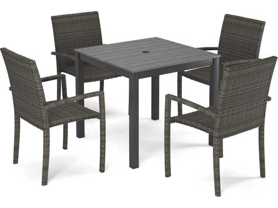 Forever Patio Ravello Wicker Dark Aluminum/Duraboard 5 Piece Dining Set