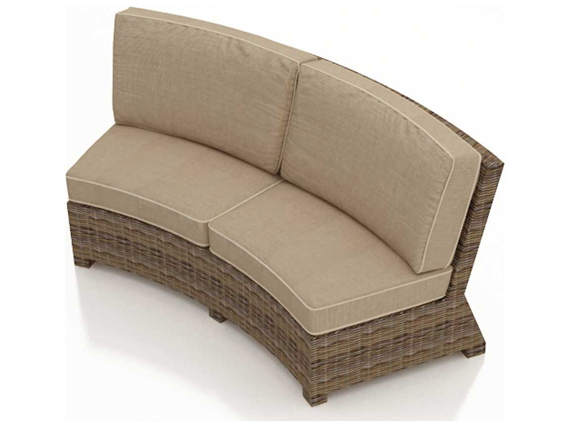 Forever Patio Cypress Heather Round Wicker Curved Sofa FPCYPCSHR