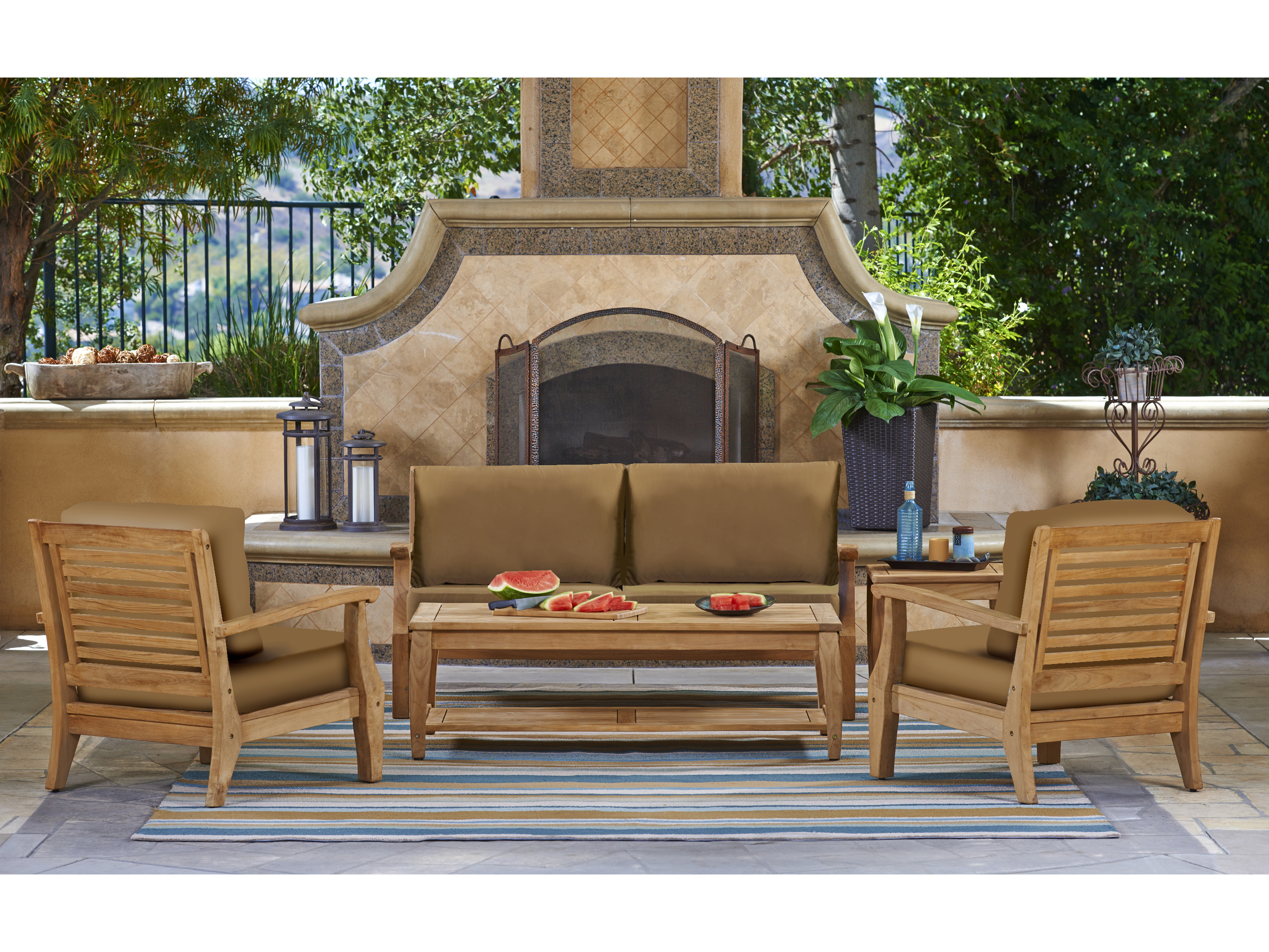 Forever Patio Miramar Plantation Teak Four Piece Lounge Set NCFPMIR4SSTK