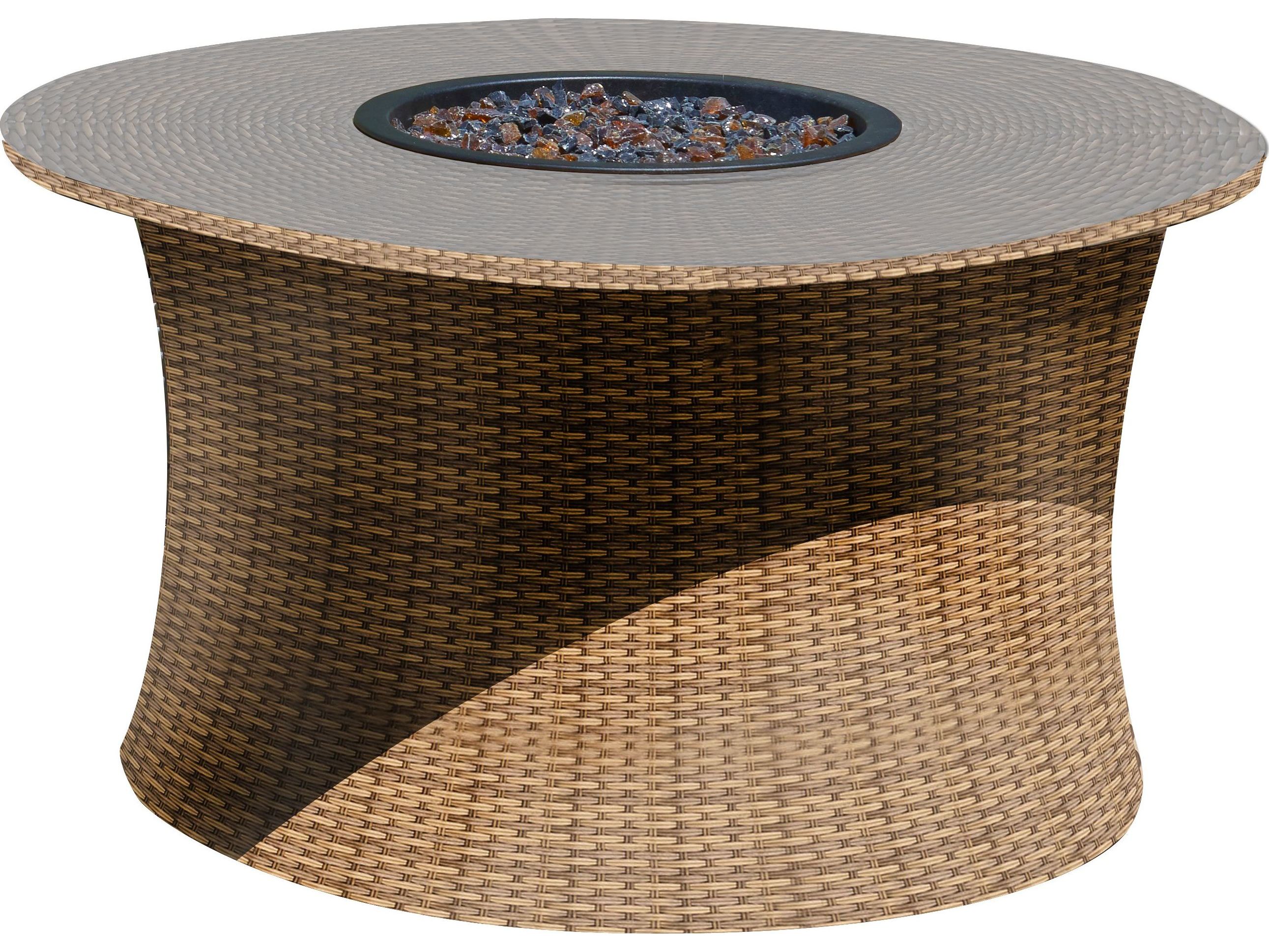 Forever Patio Universal Wicker Ebony 42'' Wide Round Fire Pit Table