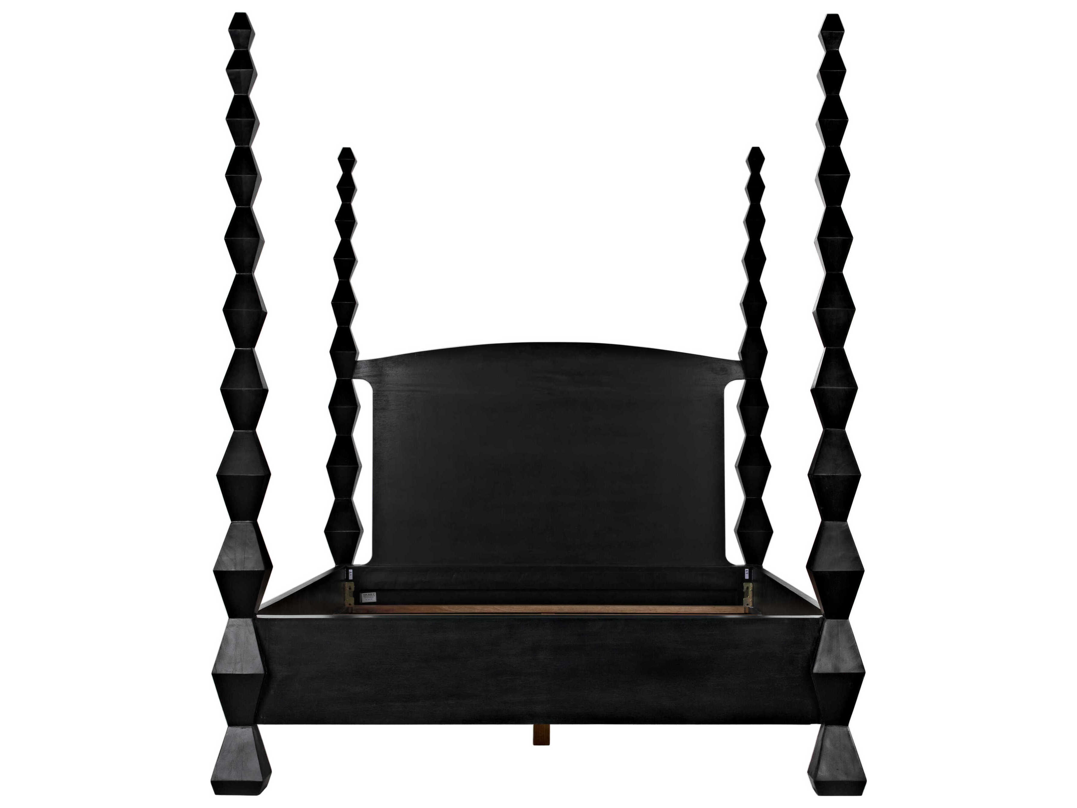 Noir Hand Rubbed Black Mahogany Wood King Four Poster Bed NOIGBED135EKHB