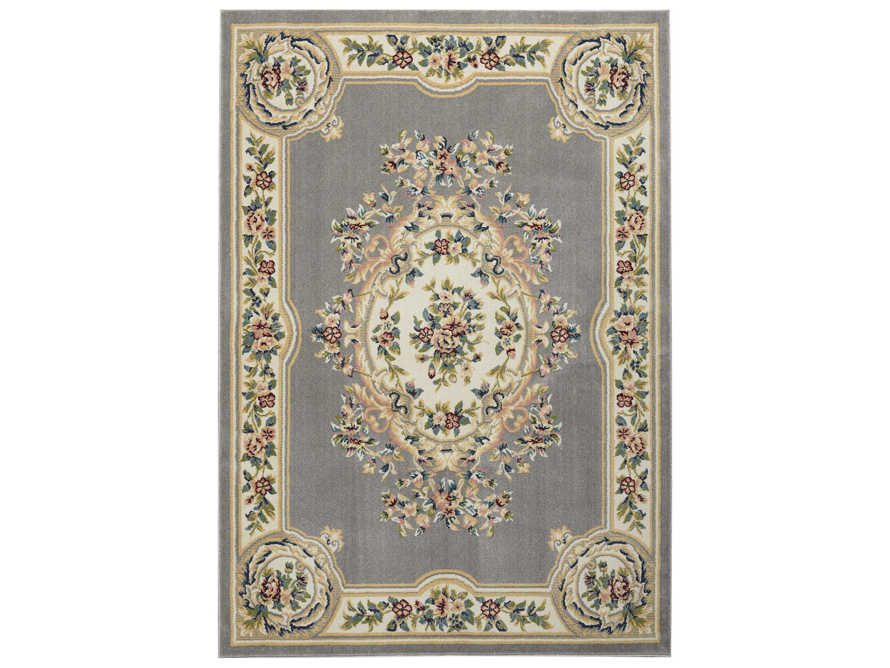 Nourison Aubusson Grey Rectangular Area Rug NRABS1GREY