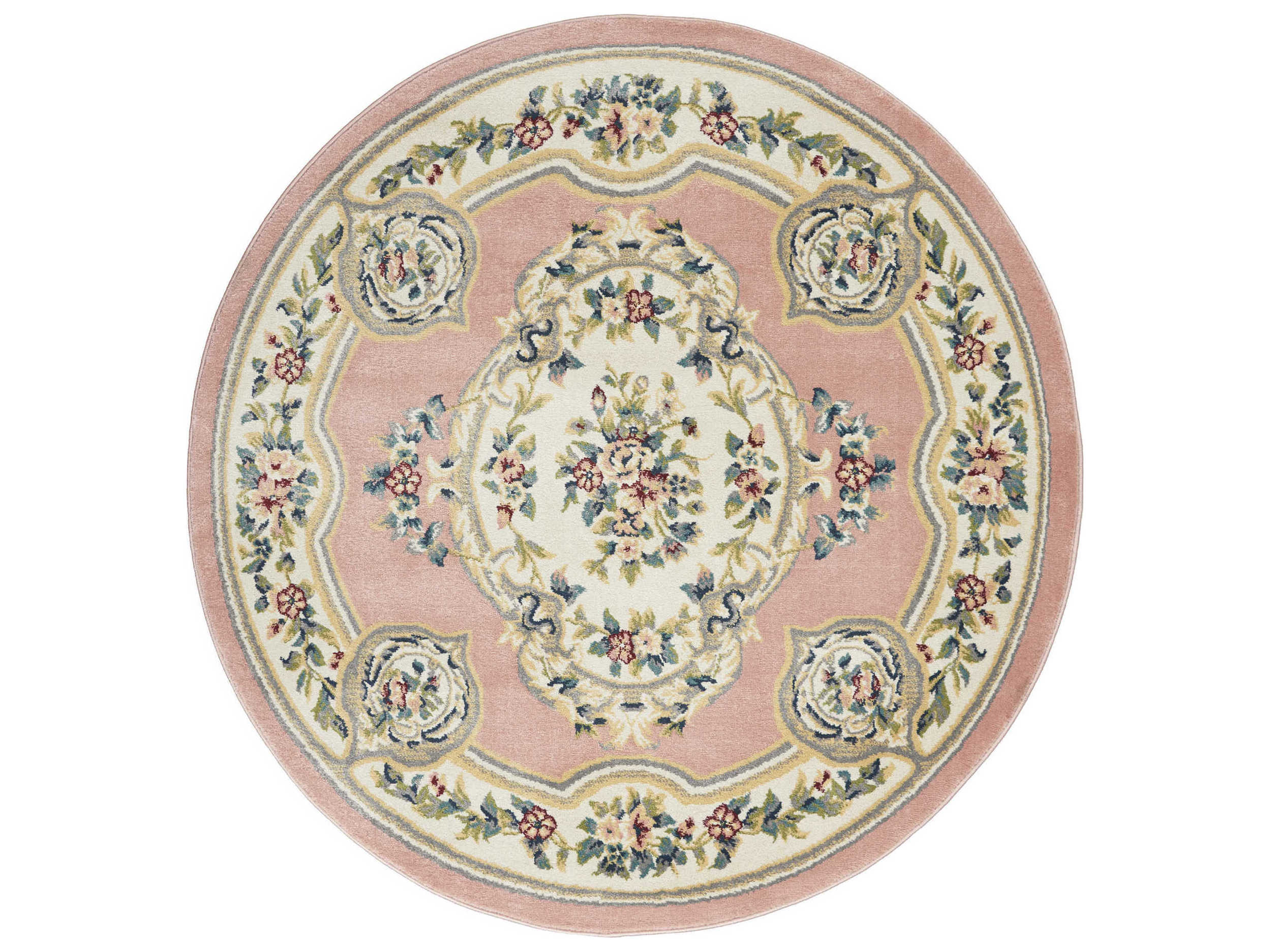 Nourison Aubusson Pink Round Area Rug NRABS1PINKROU