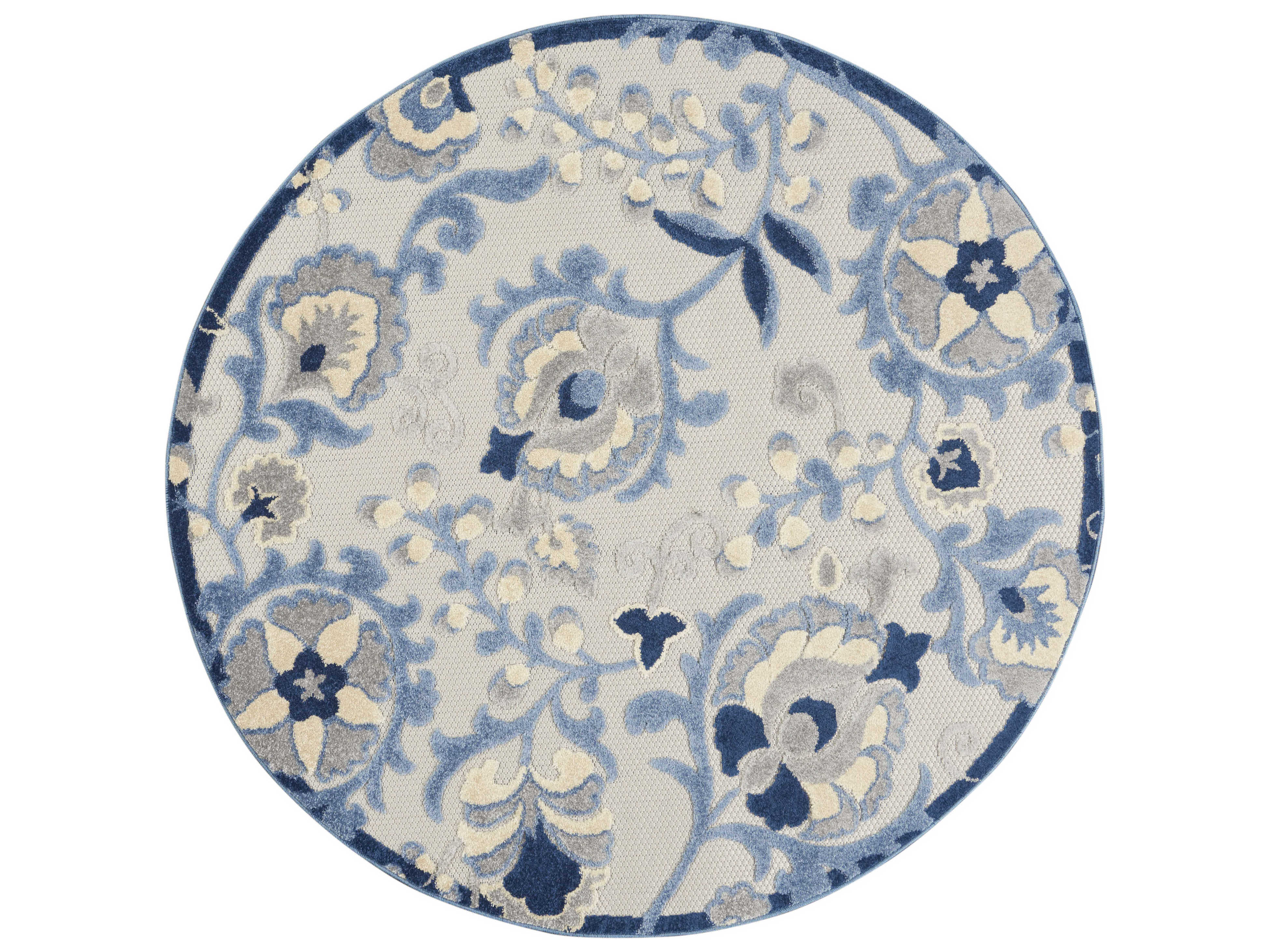 Nourison Aloha Blue/Grey Round Area Rug NRALH17BLGRYROU