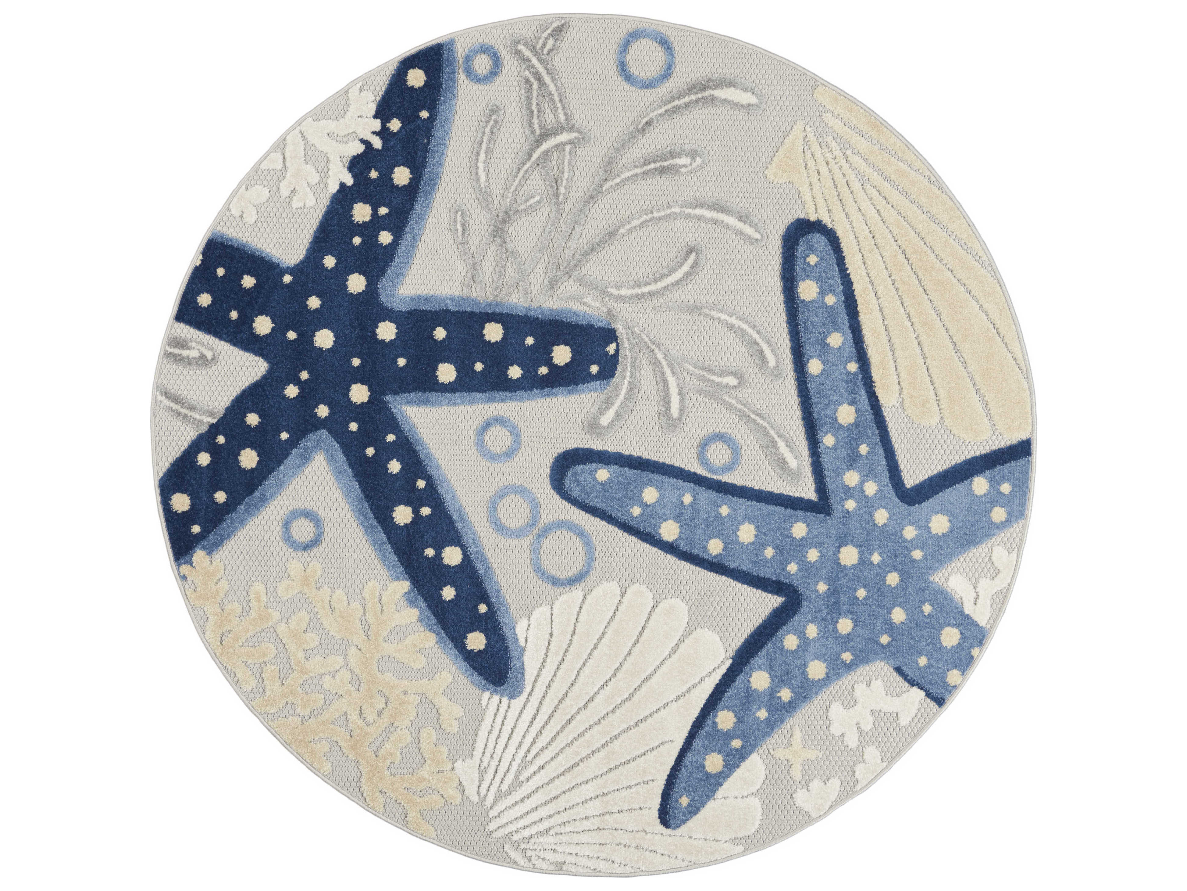 Nourison Aloha Blue/Grey Round Area Rug NRALH24BLGRYROU